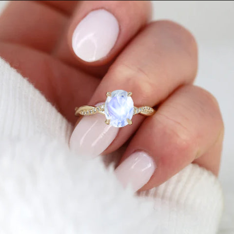 Genuine White Rainbow Moonstone Handmade Ring – Elegant Boho Jewelry for Women, Perfect for Weddings, Parties & Everyday Wear