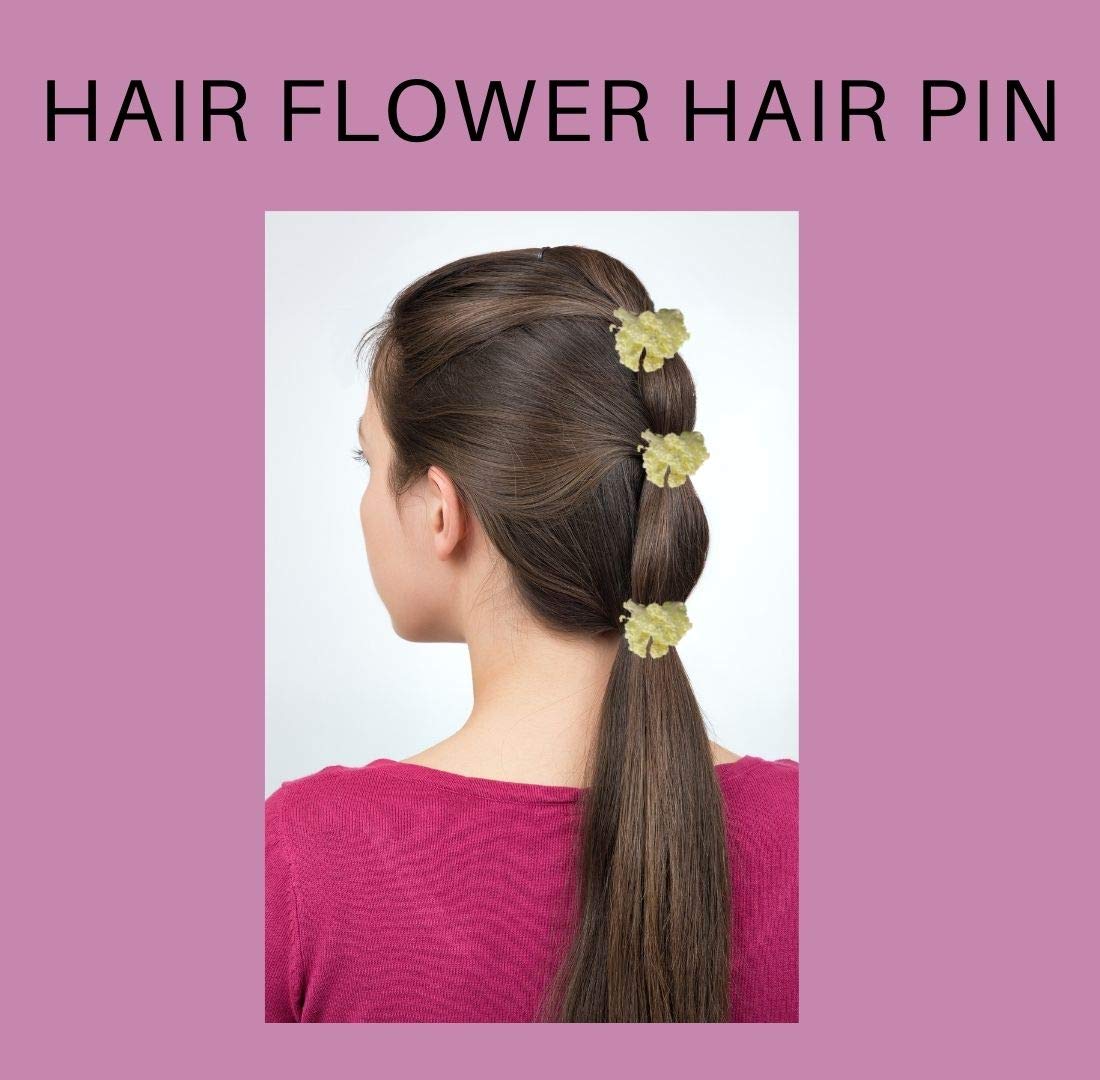 6Pcs Off White Flower Hair Pins - Bridal Hair Accessories for Wedding, Updo, Bun & Special Occasions