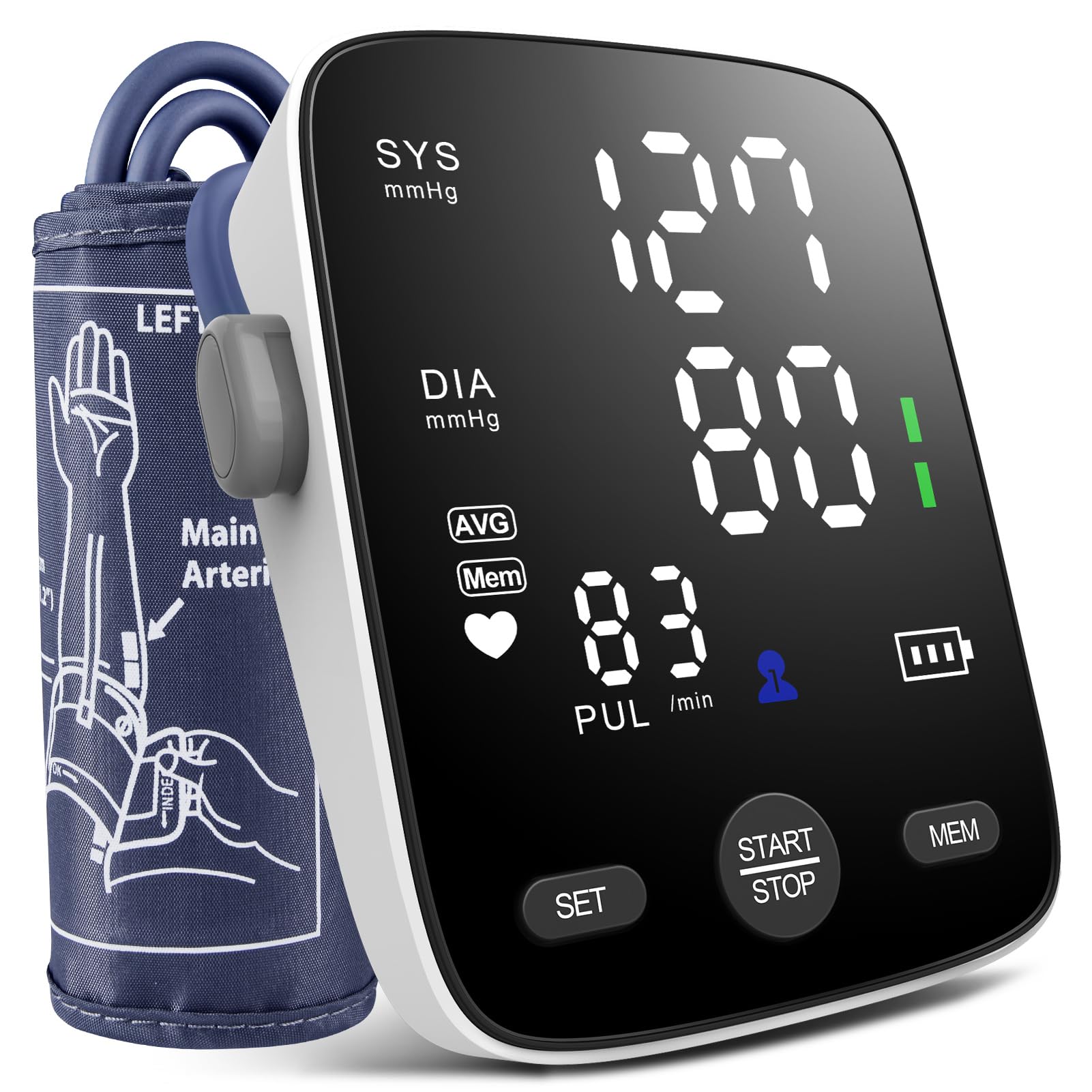 AILE Digital Blood Pressure Monitor for Home Use - Large LED Backlit Screen, Adjustable Cuff (22-42cm), Accurate Upper Arm BP Machine - Perfect for Seniors & Health Monitoring