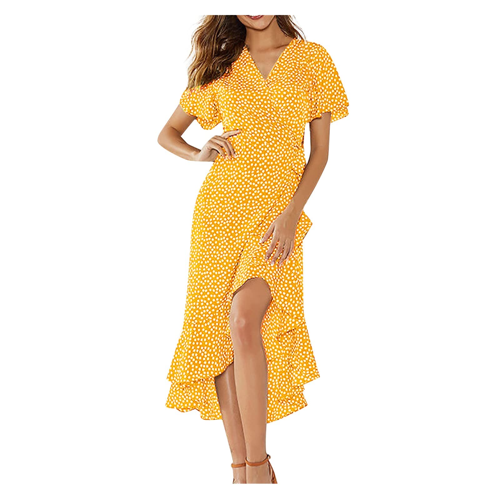 Women's Floral Printed Bohemian Maxi Dress - Sexy Sleeveless V-Neck Sun Dress for Summer Beach Vacations & Outdoor Parties