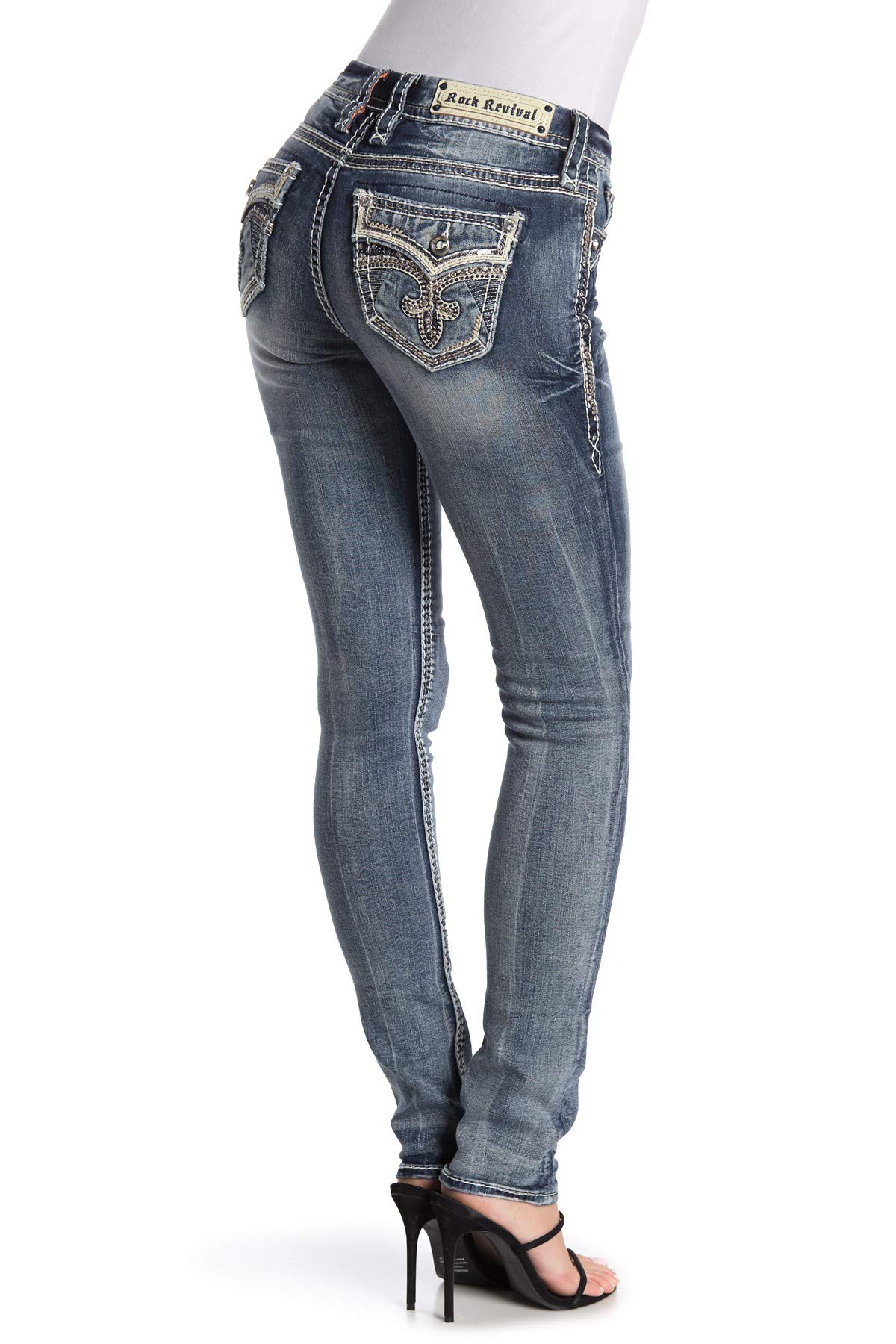 Rock Revival Women's Joni Skinny Light Wash Jeans - Stretch Denim Pants for Casual Wear & Night Out