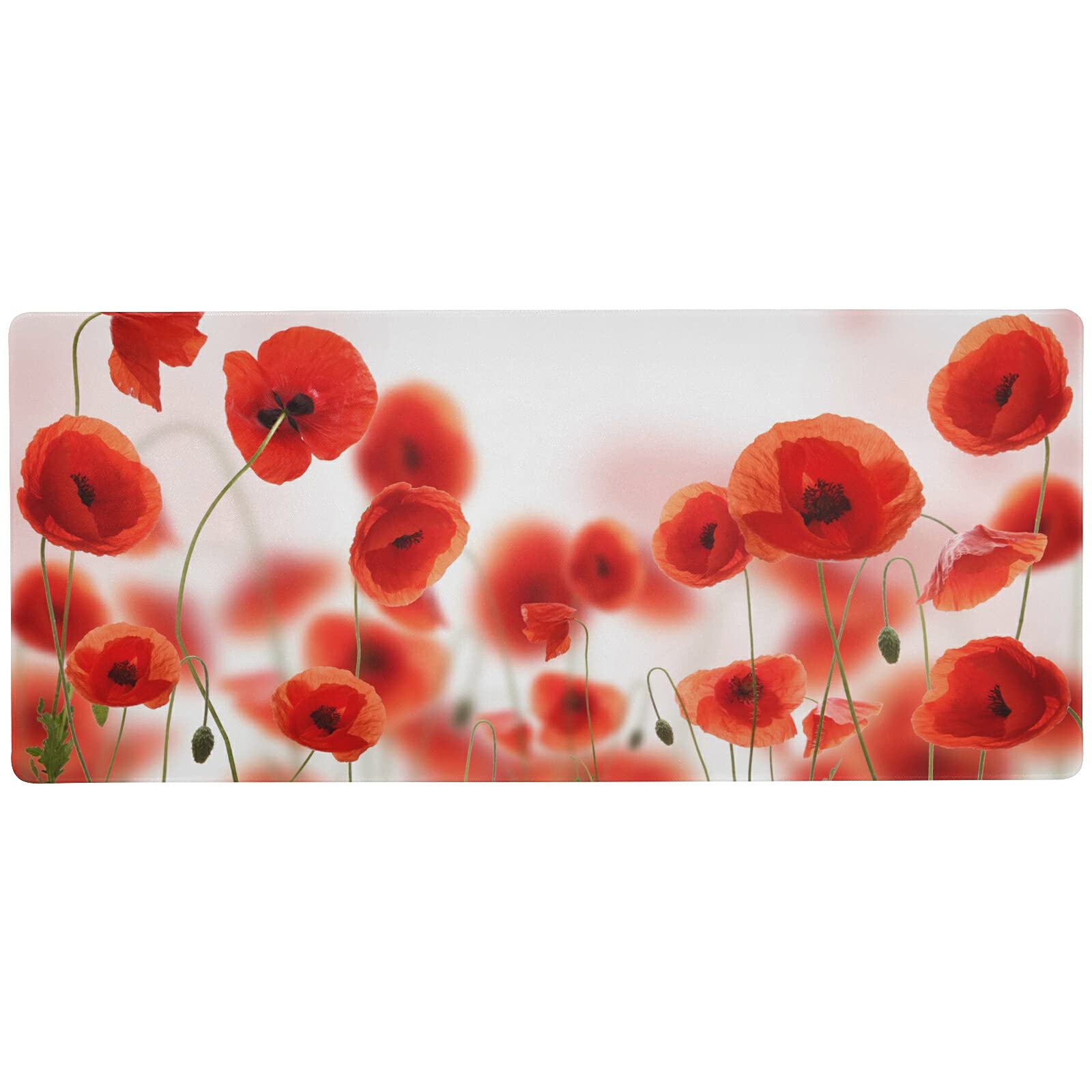 Premium Glaphy Red Poppy Flowers Mouse Pad - Extra Large 31.5x11.8in Non-Slip Gaming Mouse Mat for PC, Laptop & Office Desk - Perfect for Gamers, Graphic Designers & Home Office Workspaces