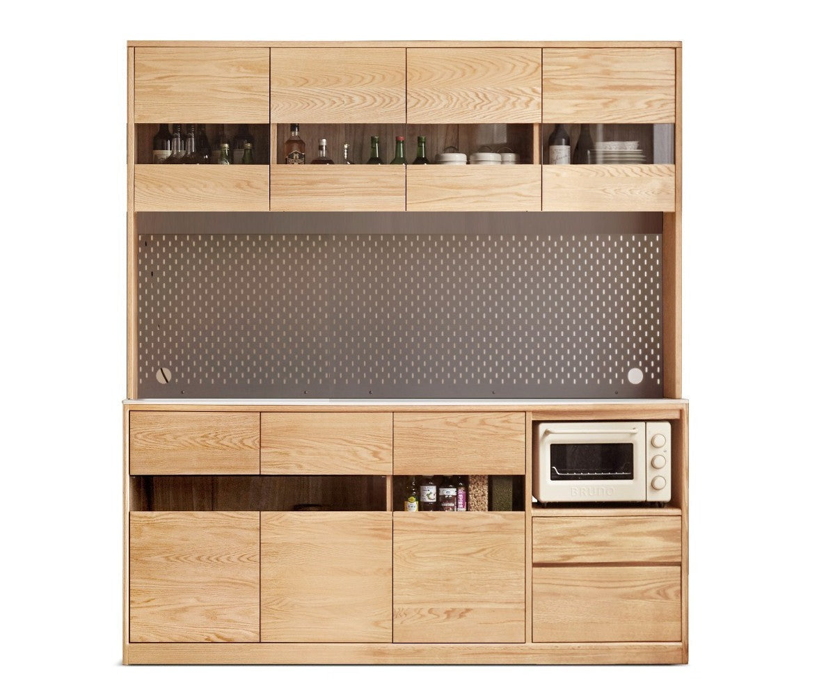 Modern Oak Solid Wood Sideboard Buffet Cabinet - Stylish Storage for Dining Room, Living Room & Entryway