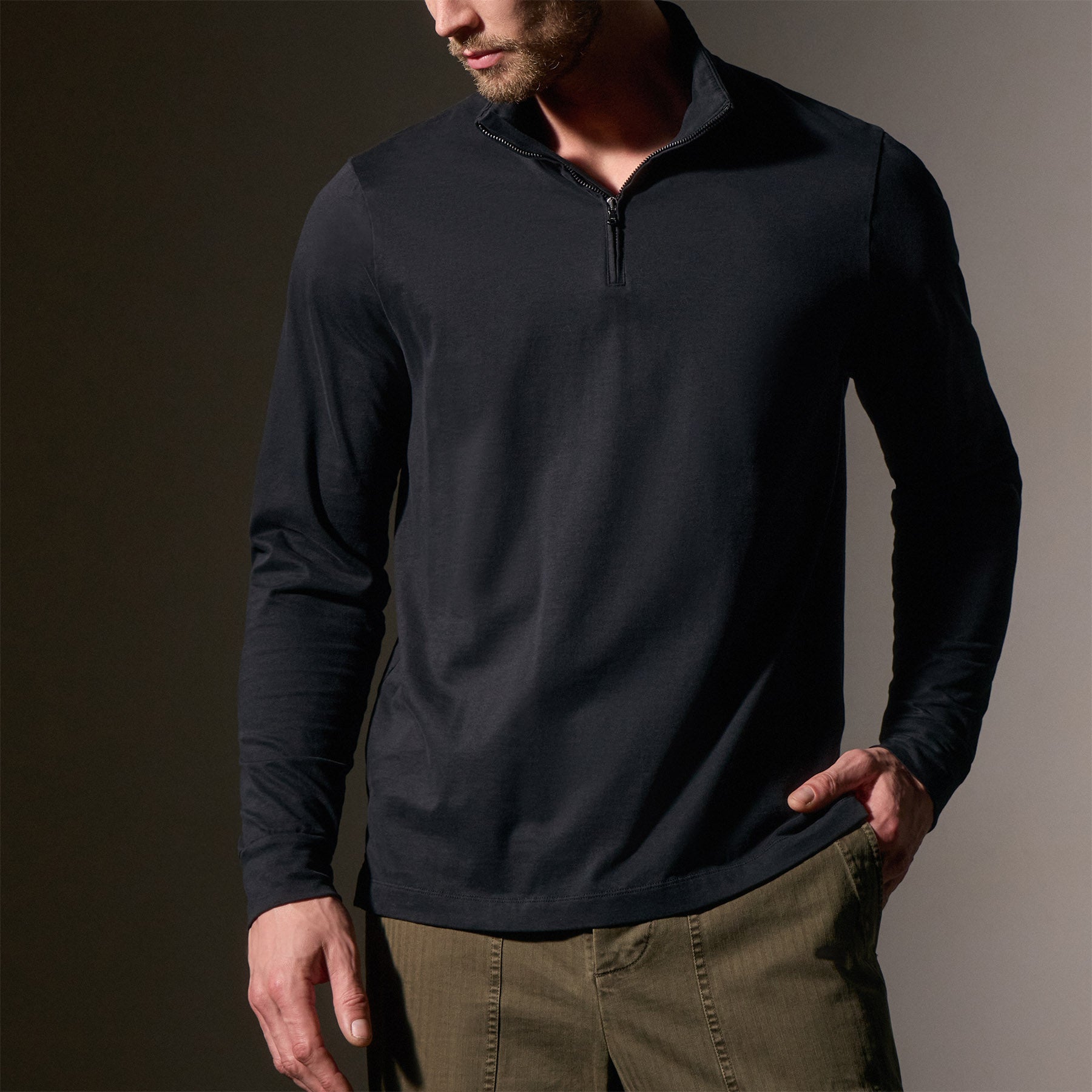 Premium Heavyweight Luxe Jersey Half Zip Pullover - Black | Cozy & Stylish Casual Wear for Men & Women | Perfect for Work, Gym & Outdoor Activities