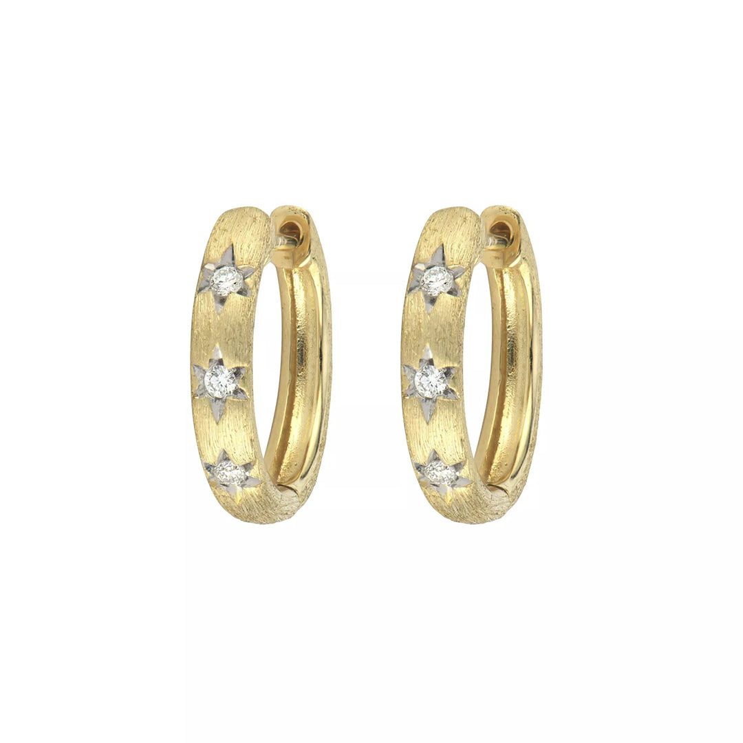 Jude Frances Ruth Diamond Star Hoop Earrings - 14K Gold Plated Dainty Star Stud Earrings for Women, Perfect for Everyday Wear, Parties & Gifts