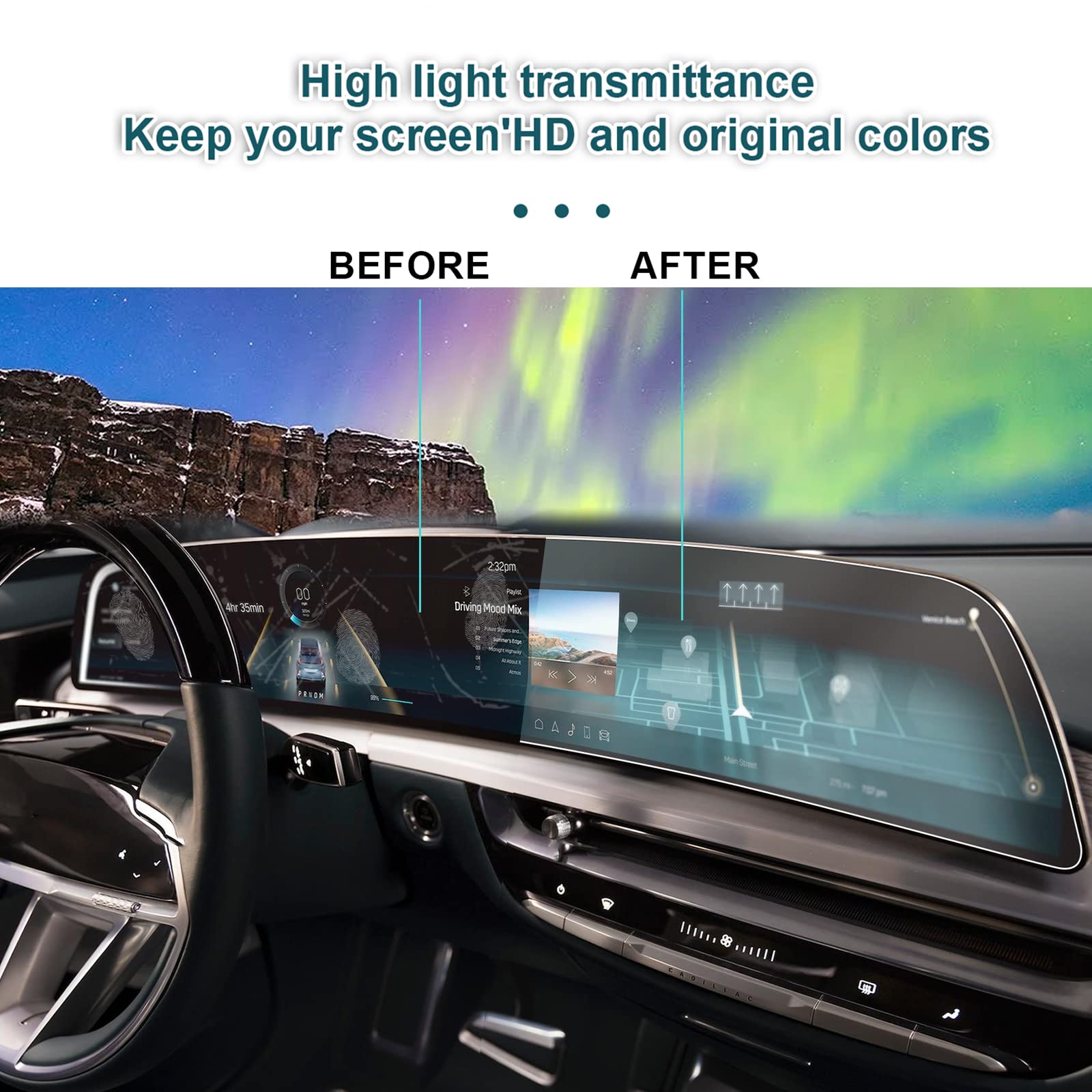 YEE PIN 2025 2024 Cadillac Lyriq Screen Protector - HD Clear Anti-Scratch Film for 2025 Cadillac CT5 & 2024-2025 XT4 Infotainment Display - Perfect for Road Trips & Daily Commuting