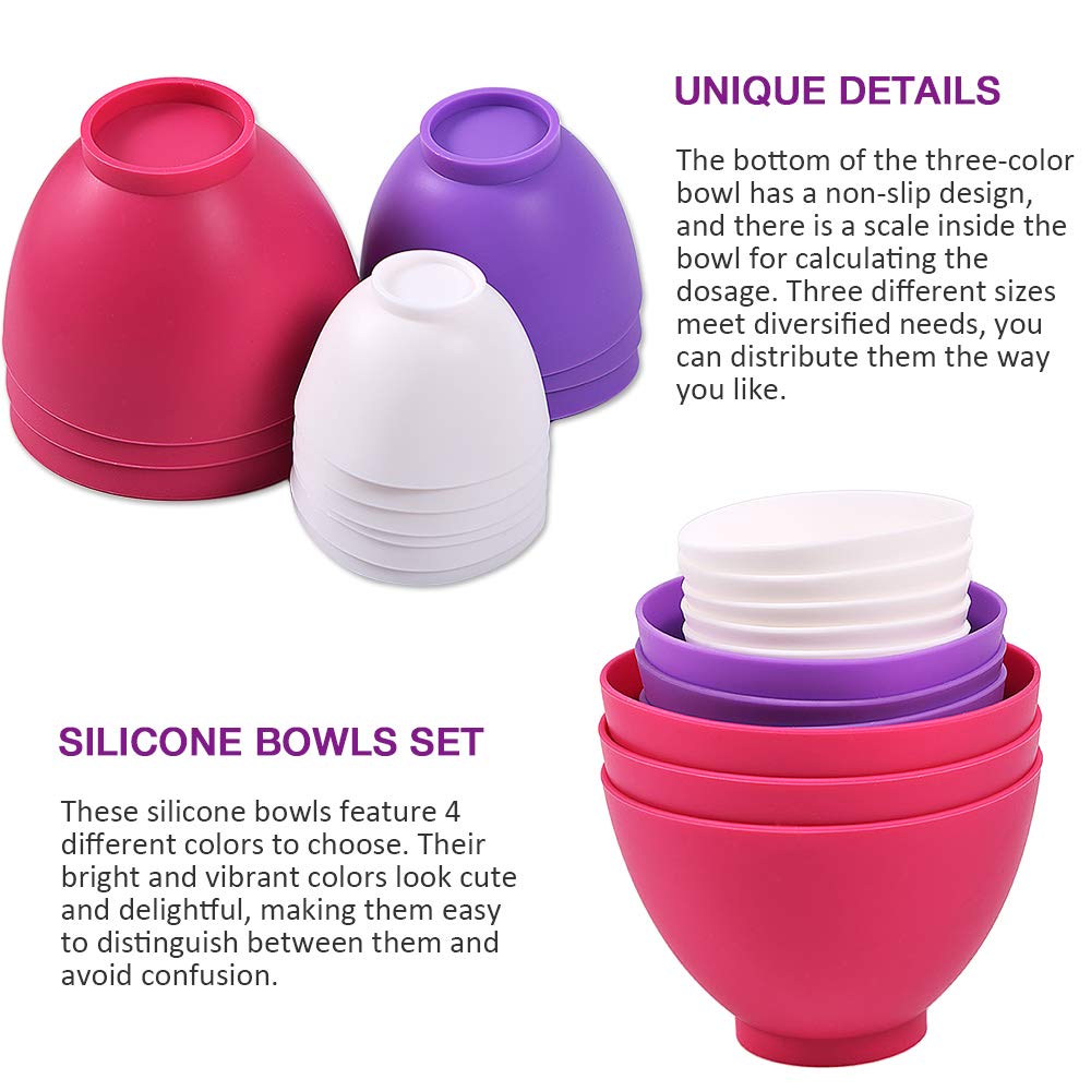 12-Piece Silicone Mixing Bowls Set - 0.14QT, 0.27QT, 0.49QT - Flexible Non-Slip Kitchen Bowls for Melting Chocolate, Cake Icing, Food Prep & Cooking - Perfect for Baking, Meal Prep & Candy Making