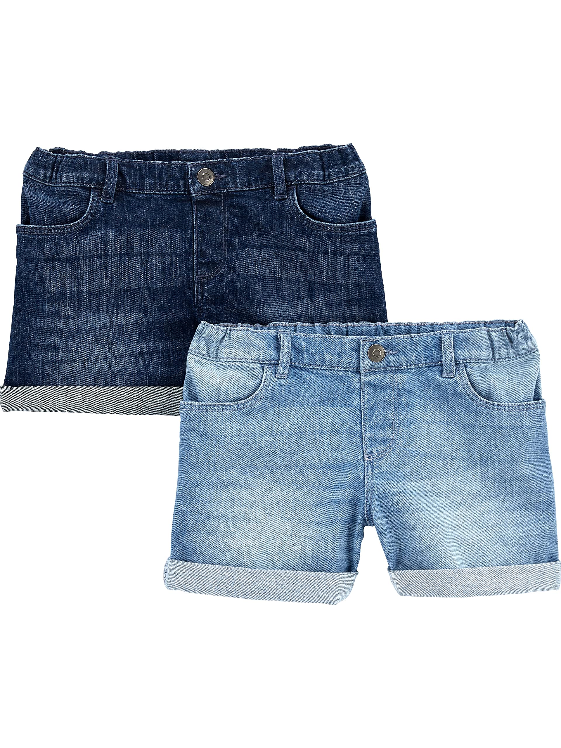 Carter's Simple Joys Girls' Denim Shorts - 2-Pack | Comfortable & Stylish Toddler Shorts for Playtime, Summer Outfits & Casual Wear