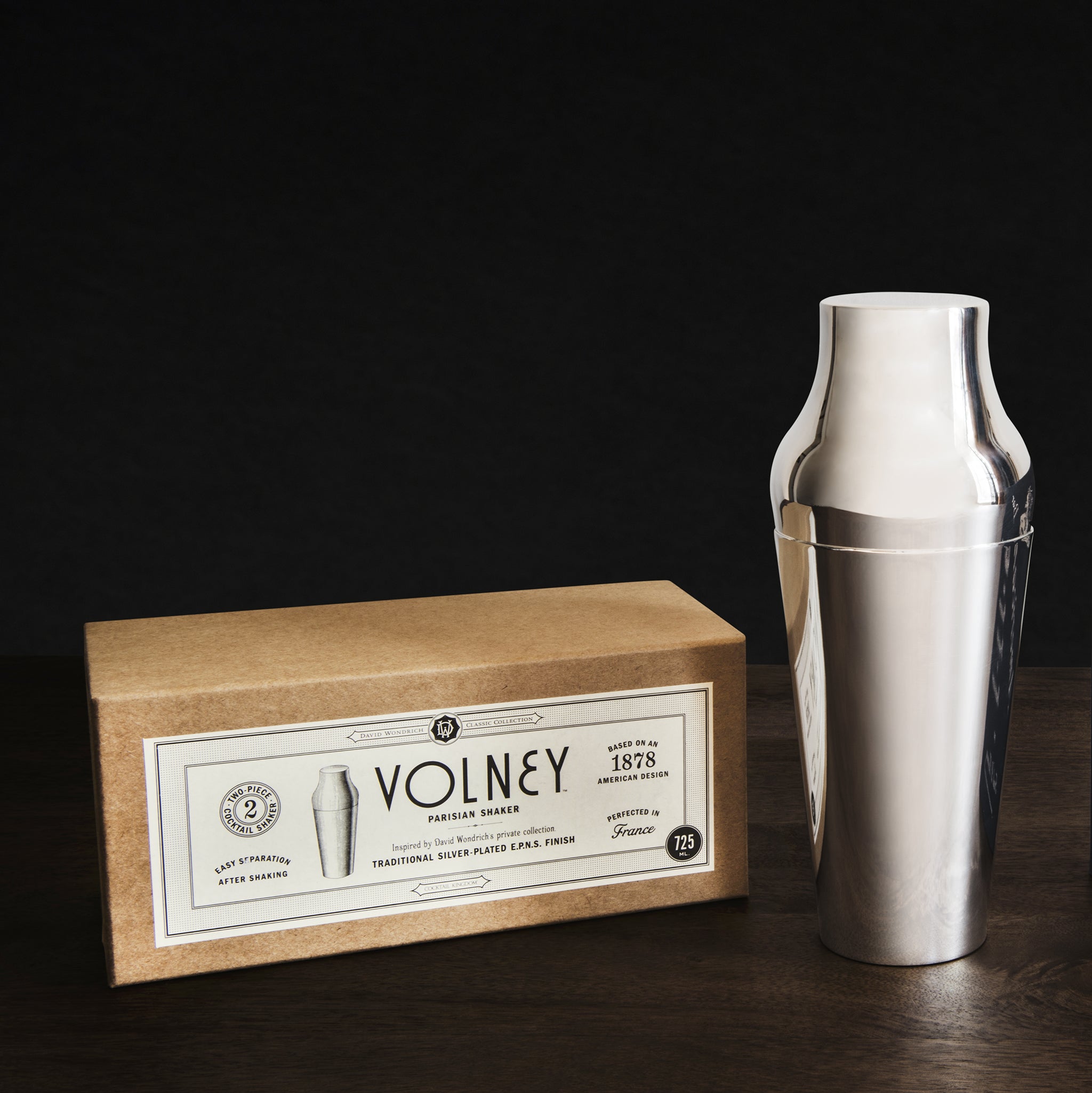 VOLNEY™ Stainless Steel Cocktail Shaker - 715ml (24oz) Silver Plated EPNS Bar Tool for Mixing Martinis, Margaritas & Cocktails at Home or Professional Bars