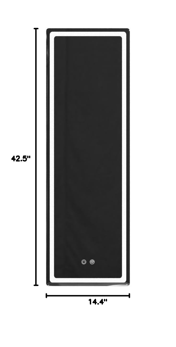LUXFURNI Full Length LED Mirror with RGB Dimmable Lights - Wall Mounted Full Body Mirror 42.32x14 Inch for Bedroom, Bathroom, Vanity & Dressing Room