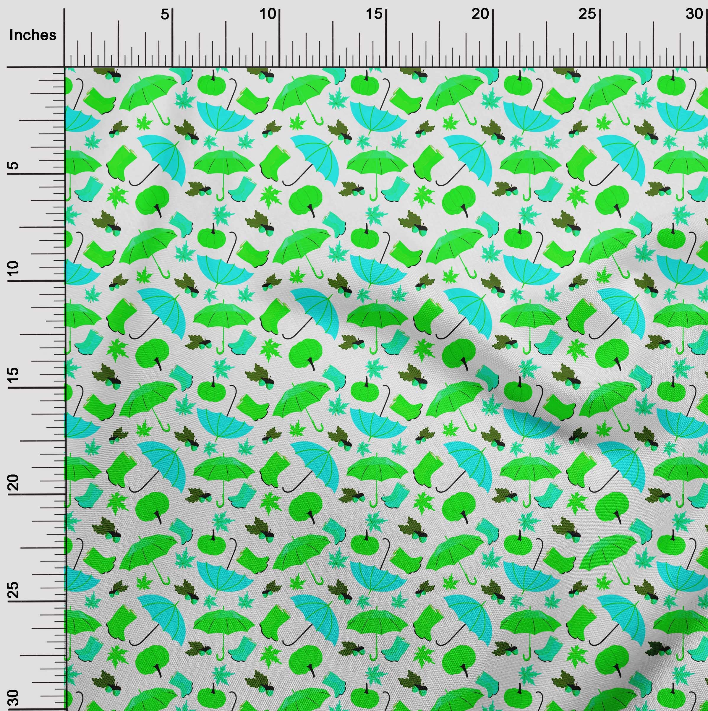 oneOone Polyester Spandex Turquoise Green Fabric - 56 Inch Wide Printed DIY Sewing Material for Autumn Clothing & Crafts | Perfect for Dresses, Skirts & Home Decor Projects