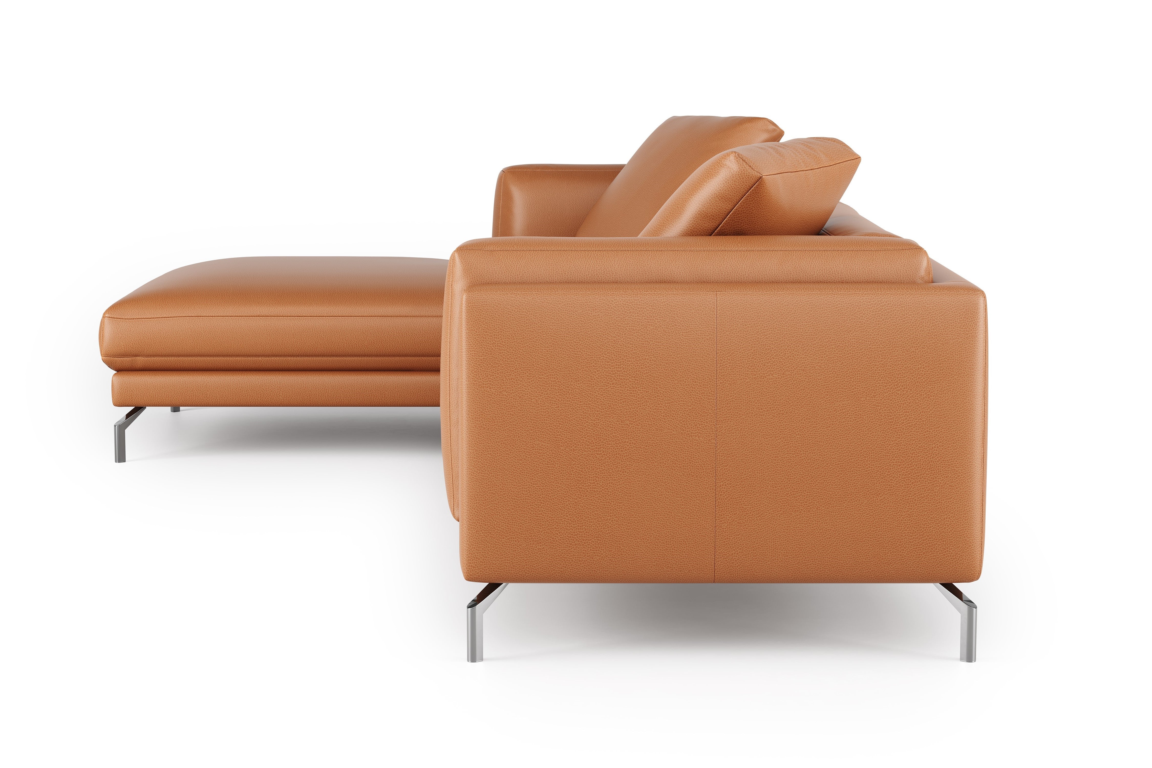 Valencia Zadar Genuine Leather Sofa with Left Chaise in Cognac Brown - Perfect for Living Room, Lounge & Home Theater Seating