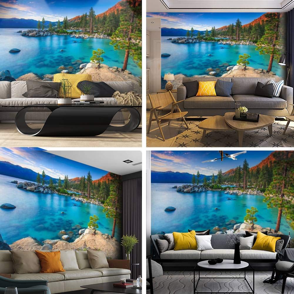 Lake Tahoe Scenic Wallpaper - Self-Adhesive Peel & Stick Wall Mural Canvas Print for Living Room, Bedroom & Office Decor | Easy DIY Wall Decal & Home Sticker
