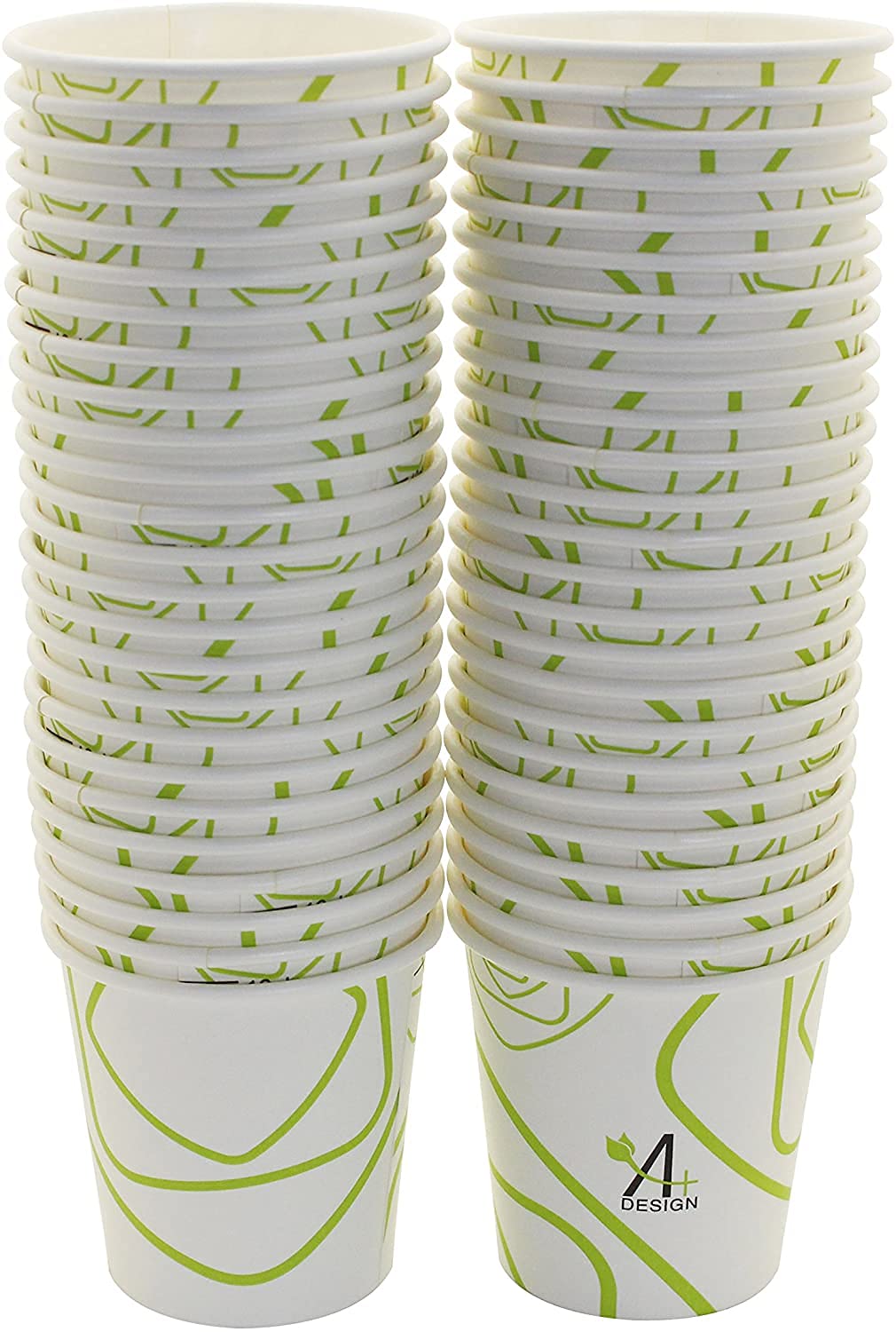 Eco-Friendly 8 oz Biodegradable & Compostable Paper Coffee Cups - 100 Count, Green Lines Design | Perfect for Home, Office, Cafes & Eco-Conscious Events