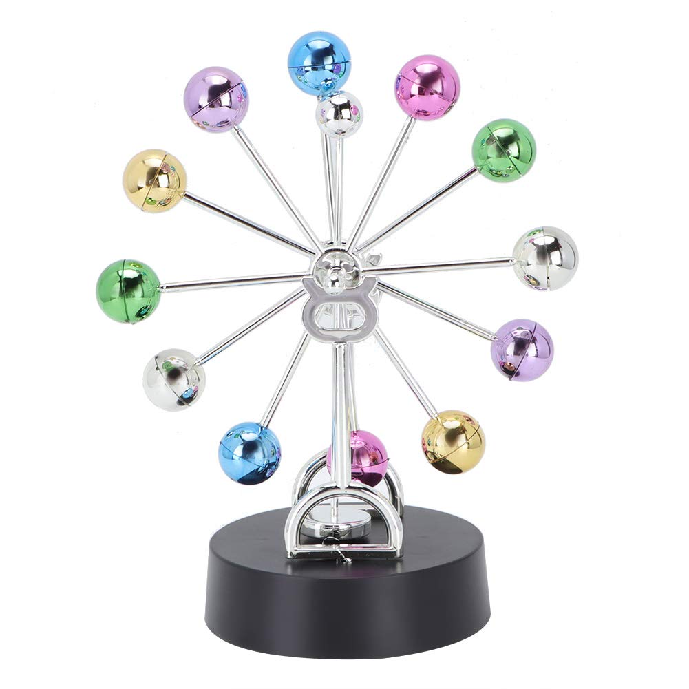 Electronic Perpetual Motion Ferris Wheel with Revolving Balance Balls - Kinetic Art Galaxy Planet Model - Rotating Desk Decor for Home & Office - Perfect for Meditation, Stress Relief and Science Education