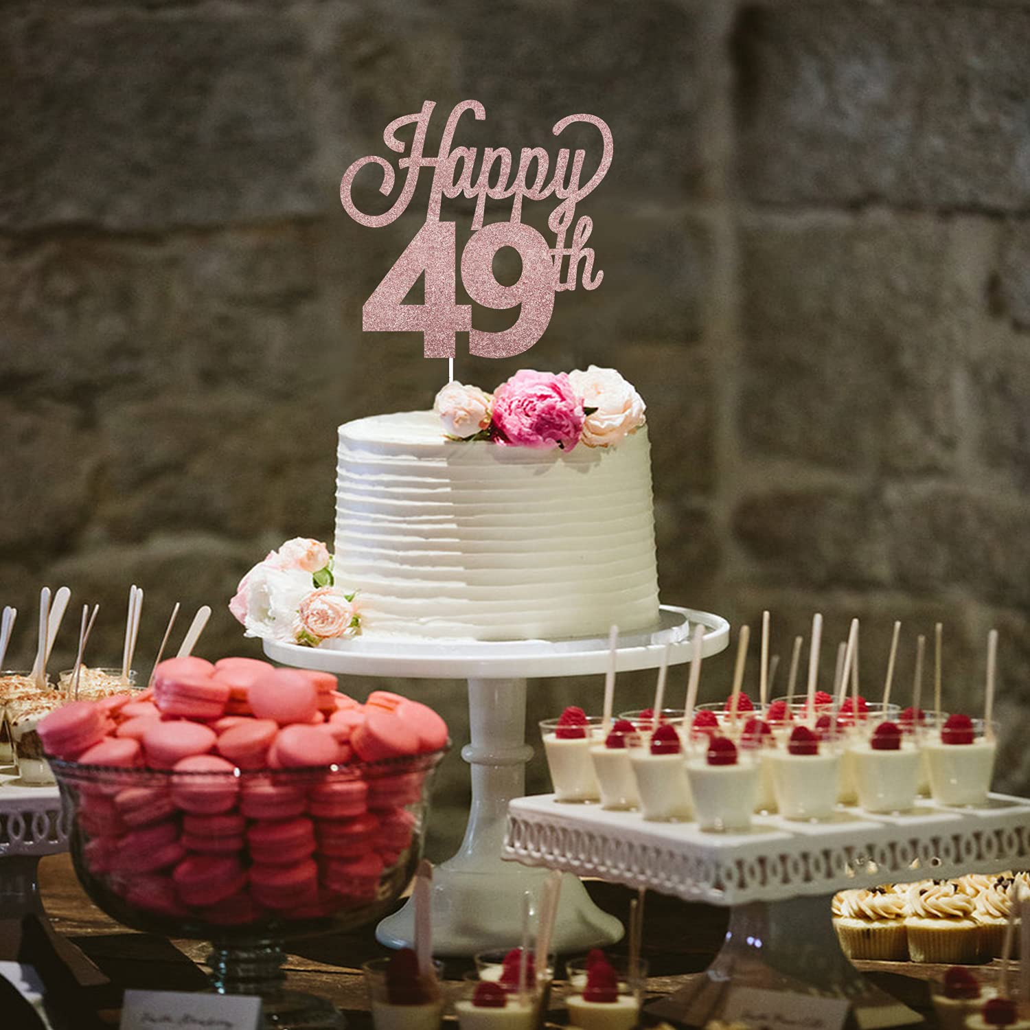 LINGTEER 49th Birthday Cake Topper - Cheers to 49 Years Old Party Decorations, Gold Foil Cake Sign for Anniversary Celebrations, Retirement Parties & Milestone Birthdays