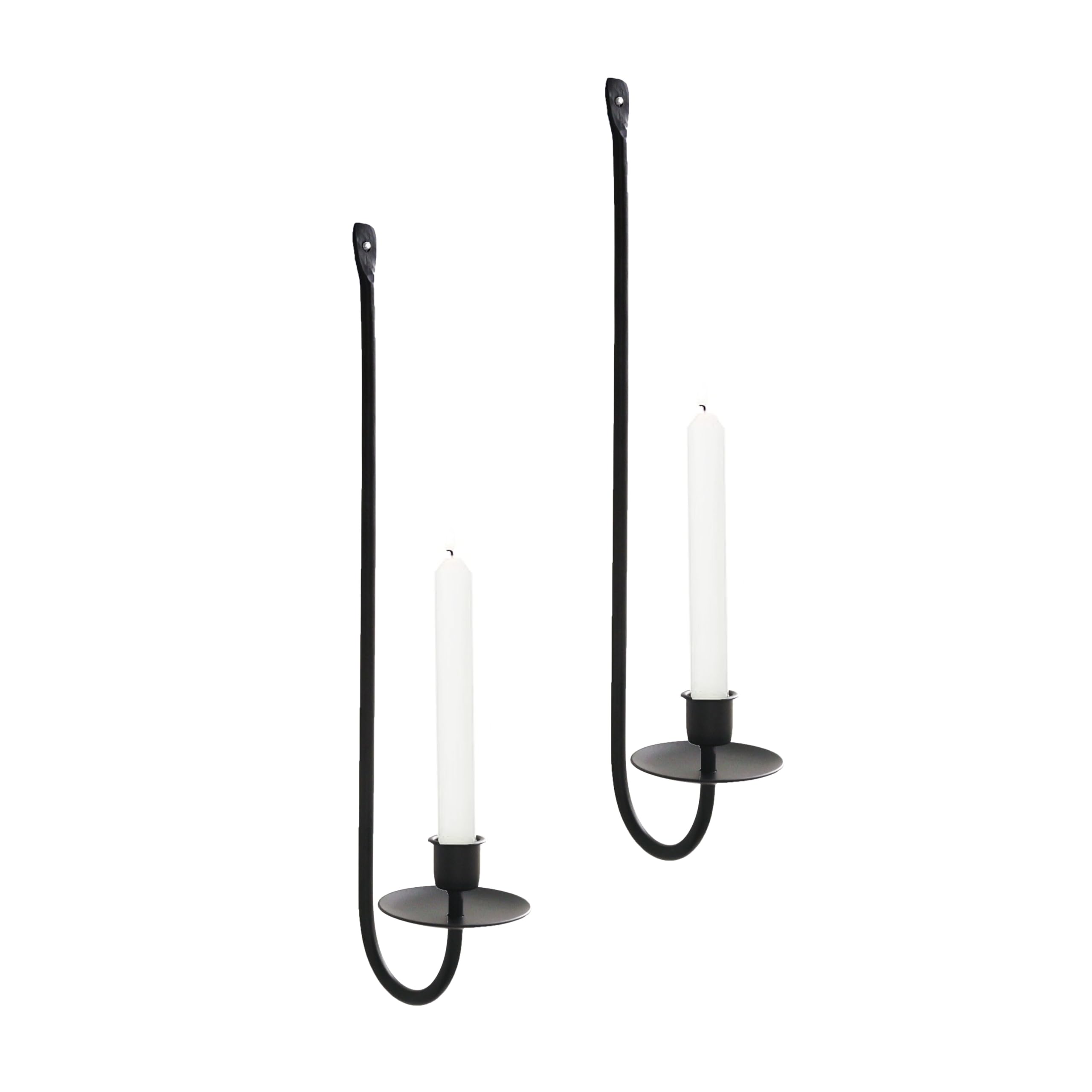 Black Metal Wall Candle Sconce Holder Set of 2 - Modern Farmhouse Wall Mount Candle Holders for Living Room, Fireplace, Wedding Decor - 16.5