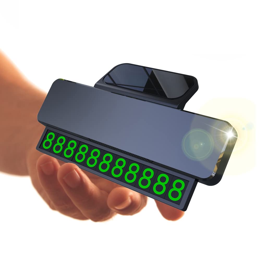 Glow-in-the-Dark Car Phone Number Plate - Temporary Parking Sign with Removable Numbers - Interior Vehicle Accessories for Driveways, Garages & Visitor Parking