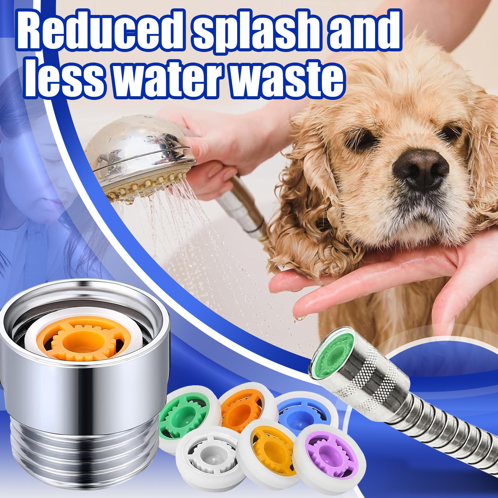 7 Pcs Shower Flow Reducer Limiter Set - Adjustable Water Flow Restrictor (1.2-2.5 GPM) for Shower Head, Hotel & Bathroom Water Conservation - Perfect for Eco-Friendly Homes, RV Showers & Water-Saving Solutions