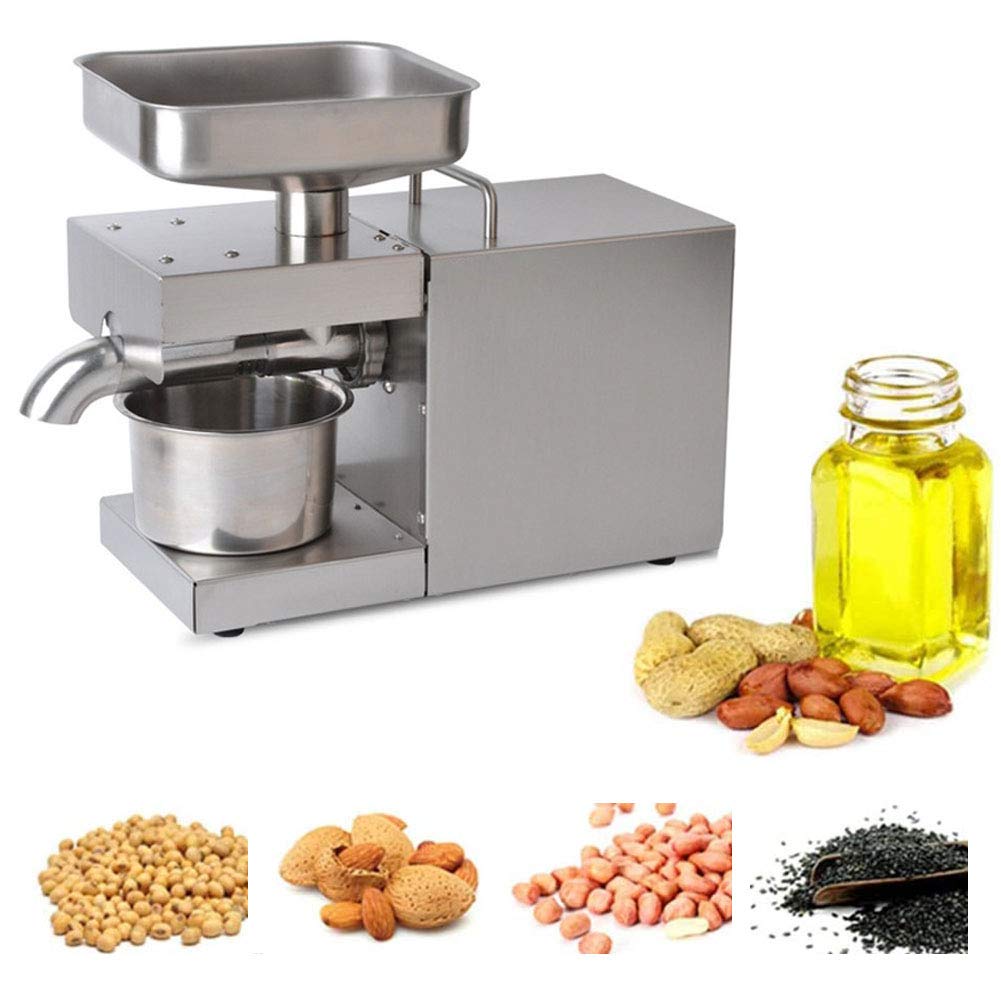 Commercial Oil Press Machine - Hot & Cold Oil Expeller 304 Stainless Steel for Coconut, Olive, Peanuts (3-6Kg/H) - Perfect for Home, Restaurant & Small Business Use