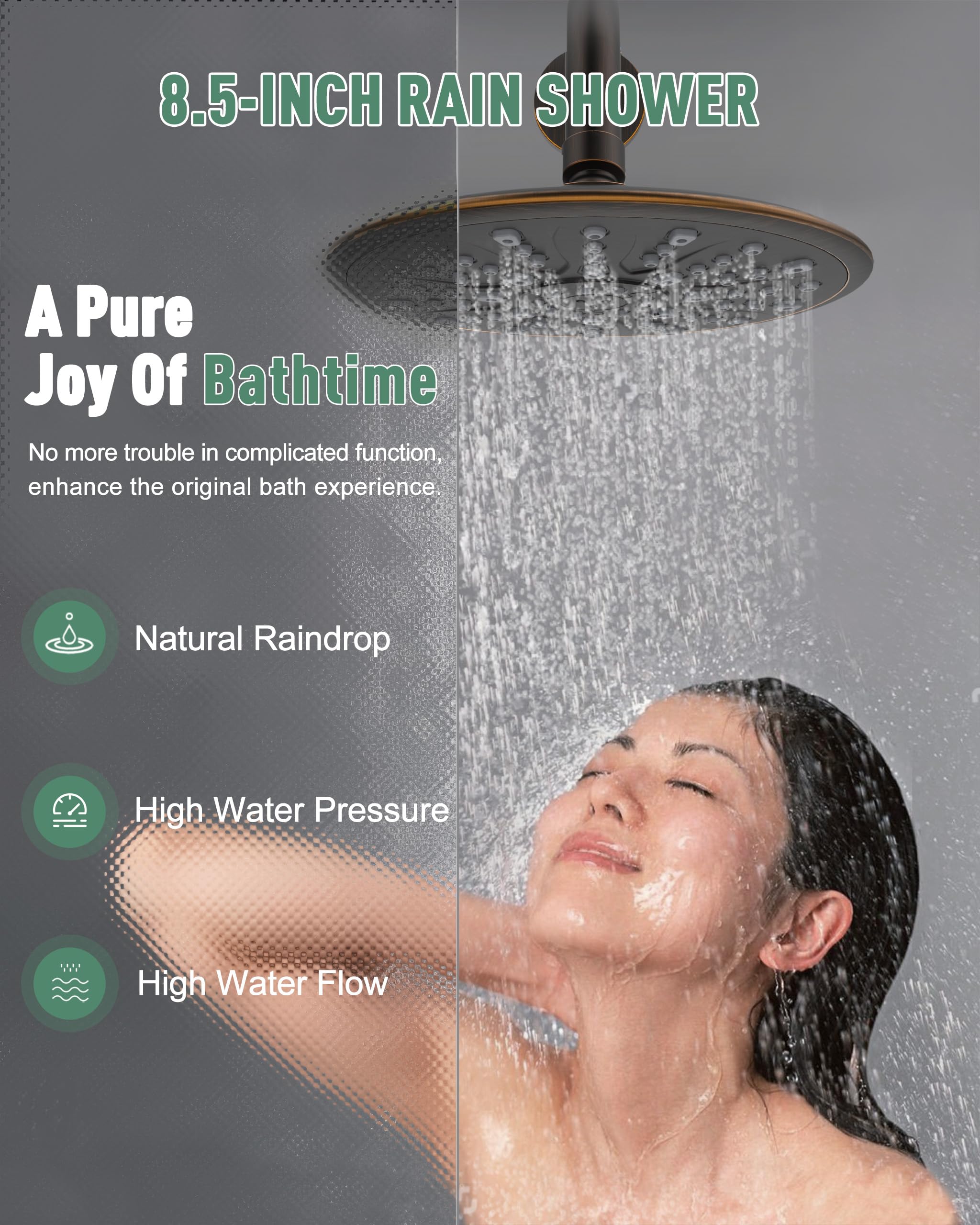 Oil Rubbed Bronze Shower System with Rain Shower Head & 7-Settings Handheld Spray - Complete Faucet Set with Rough-in Valve & Trim Kit - Perfect for Bathroom Renovation & Luxury Spa Experience