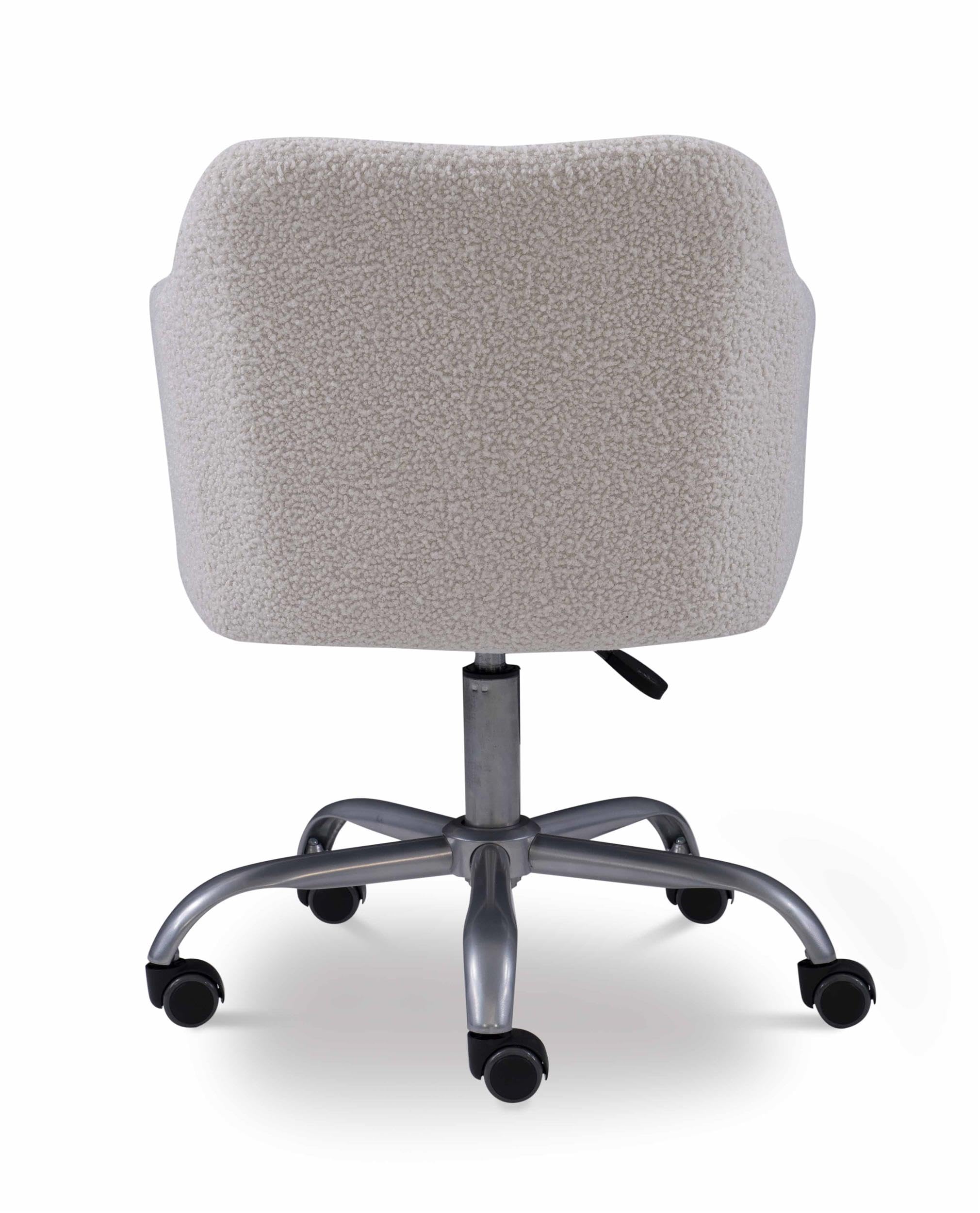 Linon Colton Adjustable Upholstered Office Chair with Wheels - Ergonomic Desk Chair with Lumbar Support, Swivel & Tilt Function - Natural Sherpa Fabric for Home Office, Gaming & Workspace Comfort