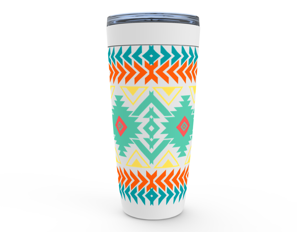 Insulated Travel Mug with Southwestern Aztec Design - Leak-Proof Stainless Steel Tumbler for Coffee, Tea & Cold Drinks | Perfect for Camping, Office & Road Trips