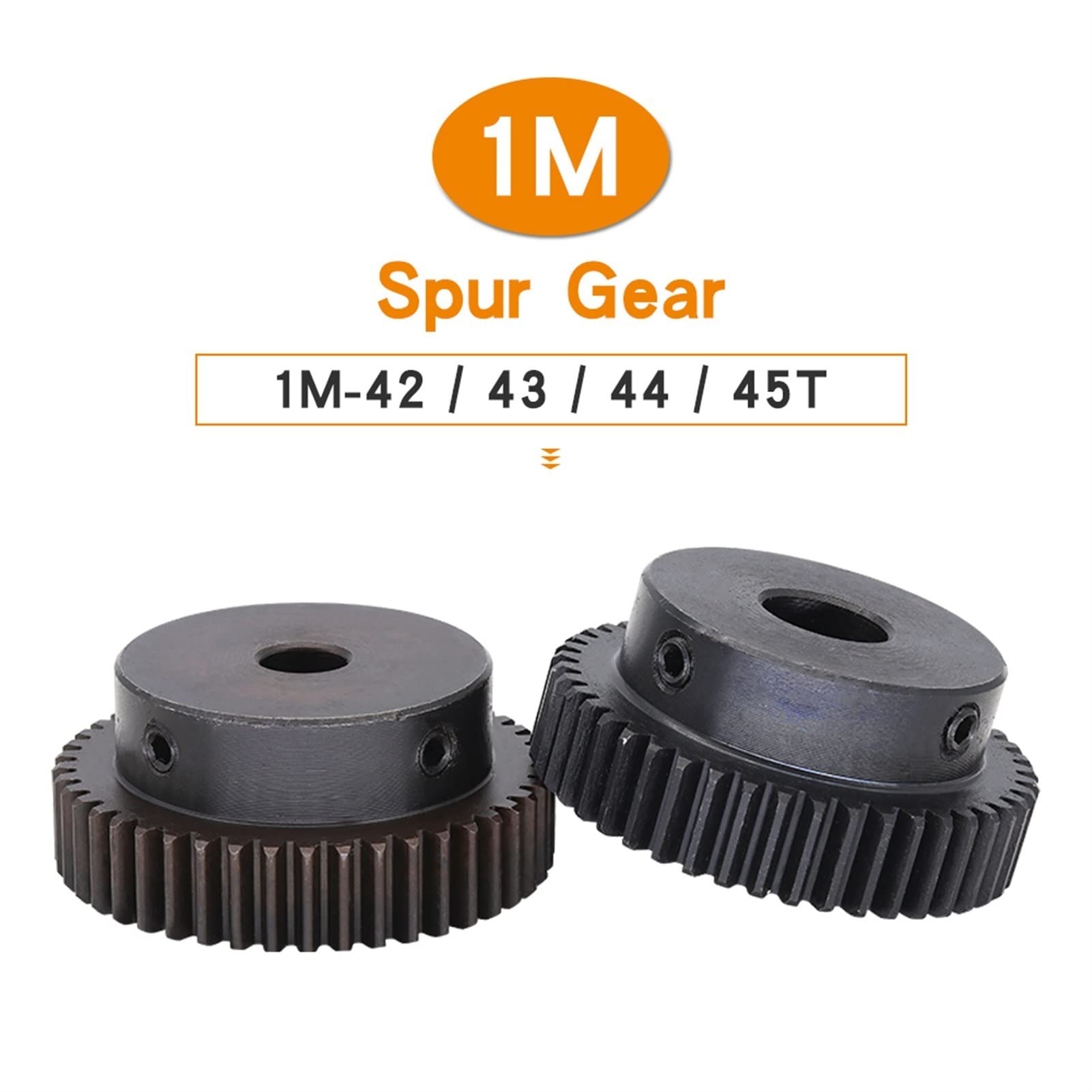 42T 43T 44T 45T 1M Carbon Steel Spur Gear - 6mm 8mm 10mm 12mm 15mm Bore Pinion Gear for RC Cars, Robotics & Industrial Machinery - High Precision Transmission Angle 1 Module Driver Shaft