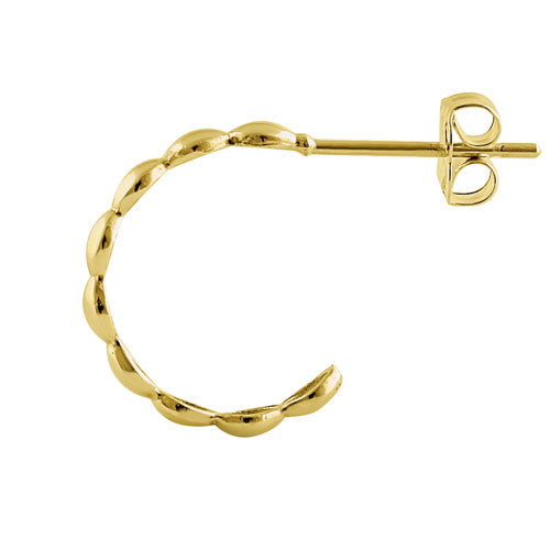 14K Yellow Gold Wavy Hoop Earrings for Women - Dainty & Elegant Everyday Jewelry - Perfect for Work, Date Night & Special Occasions