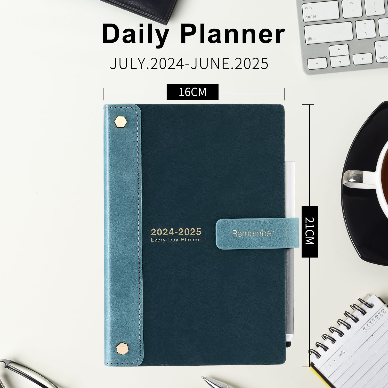 **Mljtoyo Academic Planner 2024-2025 – A5 Hardcover Daily & Monthly Organizer with Pen, Stickers, Inner Pocket – Perfect for Students, Teachers & Professionals (July 2024 - June 2025)**    *(Great for School Schedules, Work Deadlines, Goal Tracking & Personal Organization!)*