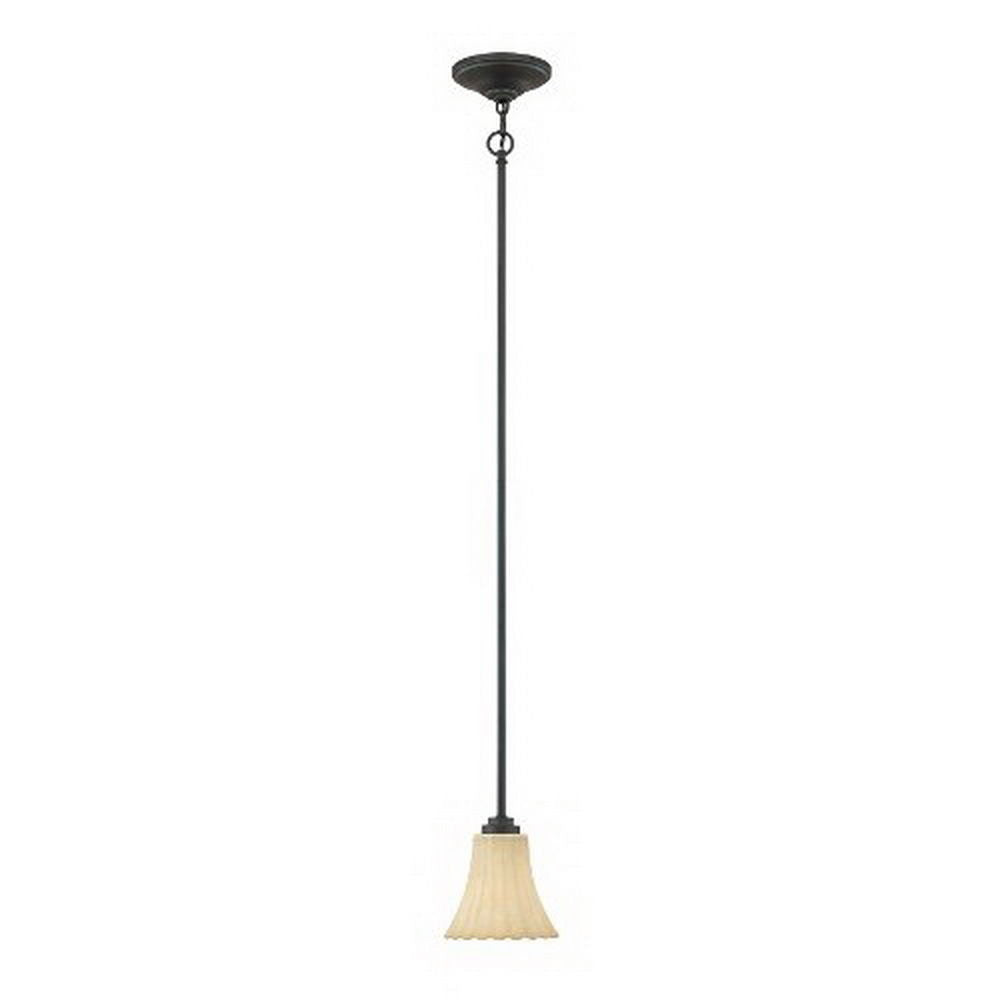 Designer Fountain Lighting 82530 BNB Ikebana Collection Single Light Mini Pendant in Burnished Bronze Finish - Perfect for Kitchen Island, Dining Room, or Entryway Lighting