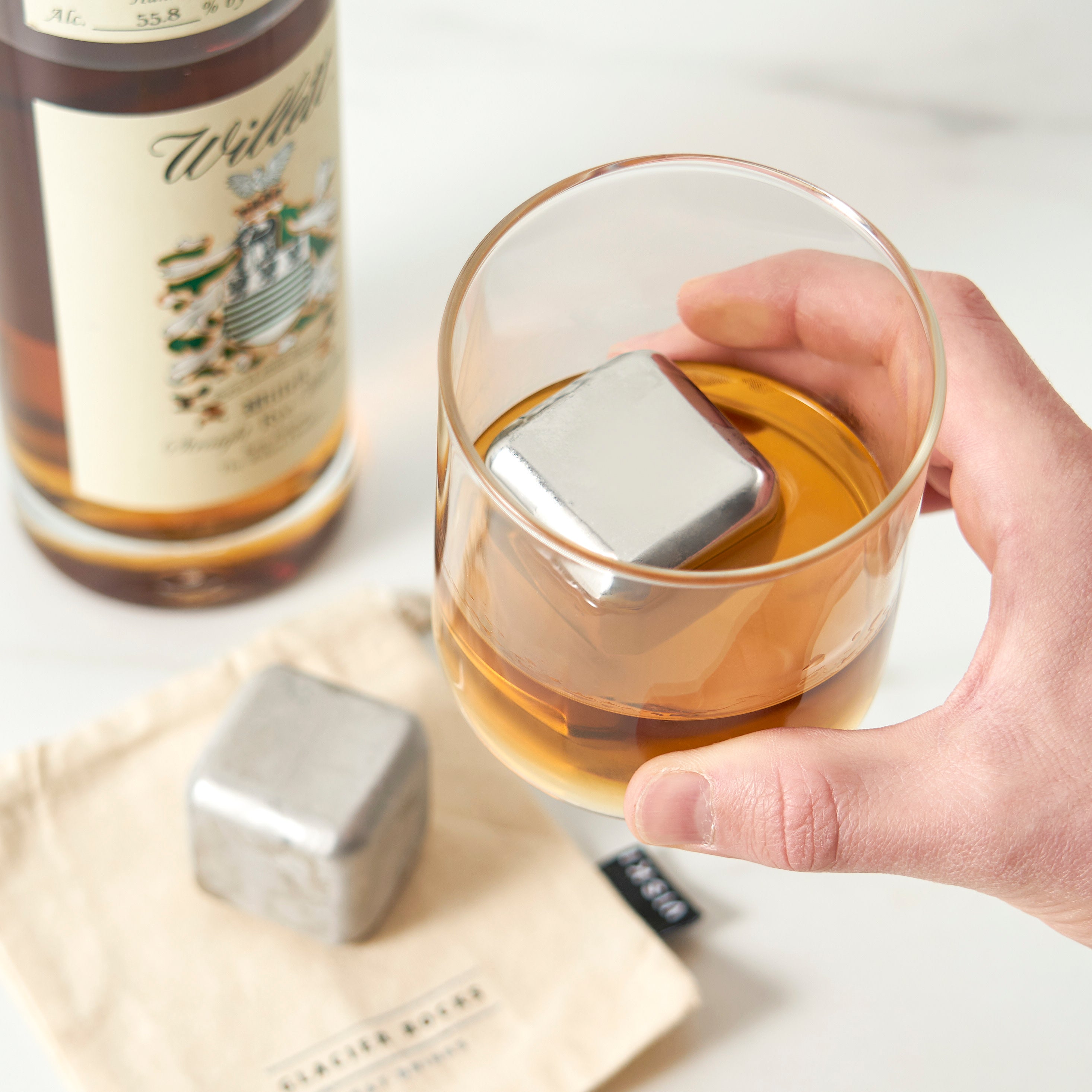 Premium Stainless Steel Ice Cubes Set of 2 - Reusable Whiskey & Cocktail Chillers for Scotch, Bourbon, Wine - Perfect for Home Bars, Parties & Gifts