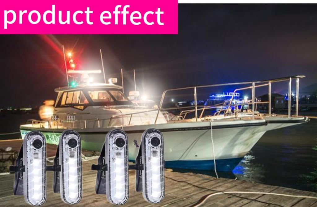 LED Boat Navigation Lights Kit - Rechargeable & Battery Operated Marine Lights for Boats, Kayaks, and Bikes | 4 Light Options (White) | Perfect for Night Fishing, Water Sports & Cycling Safety
