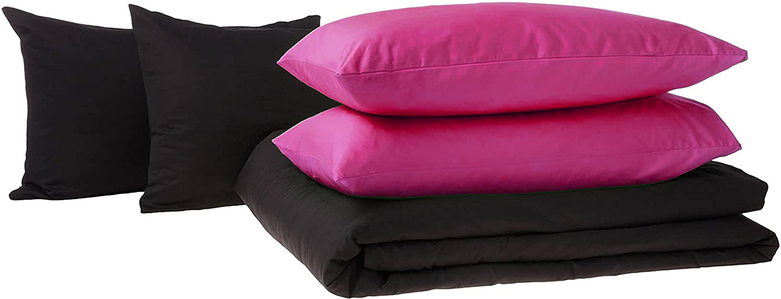 Tache 4-Piece 100% Cotton Reversible Pink and Black Comforter Set for Twin Bed - Soft & Breathable Bedding for Kids Room, Guest Room & Dorm Decor