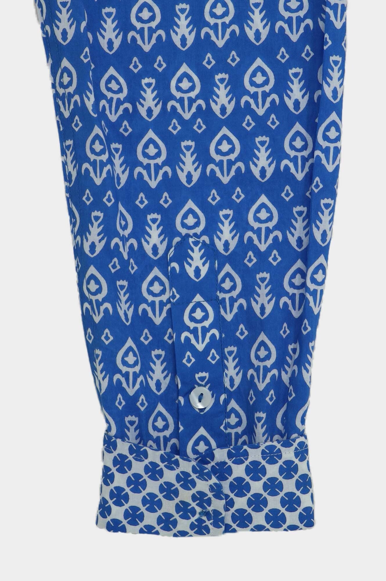Men's Printed Cotton Button Down Shirt - Stylish Tear Drop Blue & White Design | Casual Wear, Office Outfit & Summer Fashion