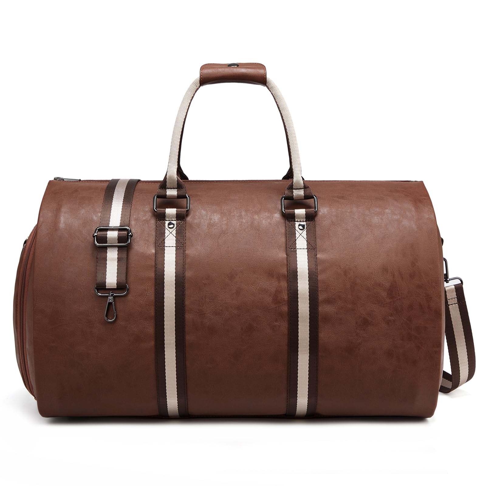 Premium Leather Garment Bag for Travel - Convertible Carry-On Duffel Bag for Men, Waterproof & Foldable 2-in-1 Suitcase with Shoulder Strap & Shoe Compartment | Perfect for Business Trips, Weekend Getaways & Airplane Carry-On Luggage