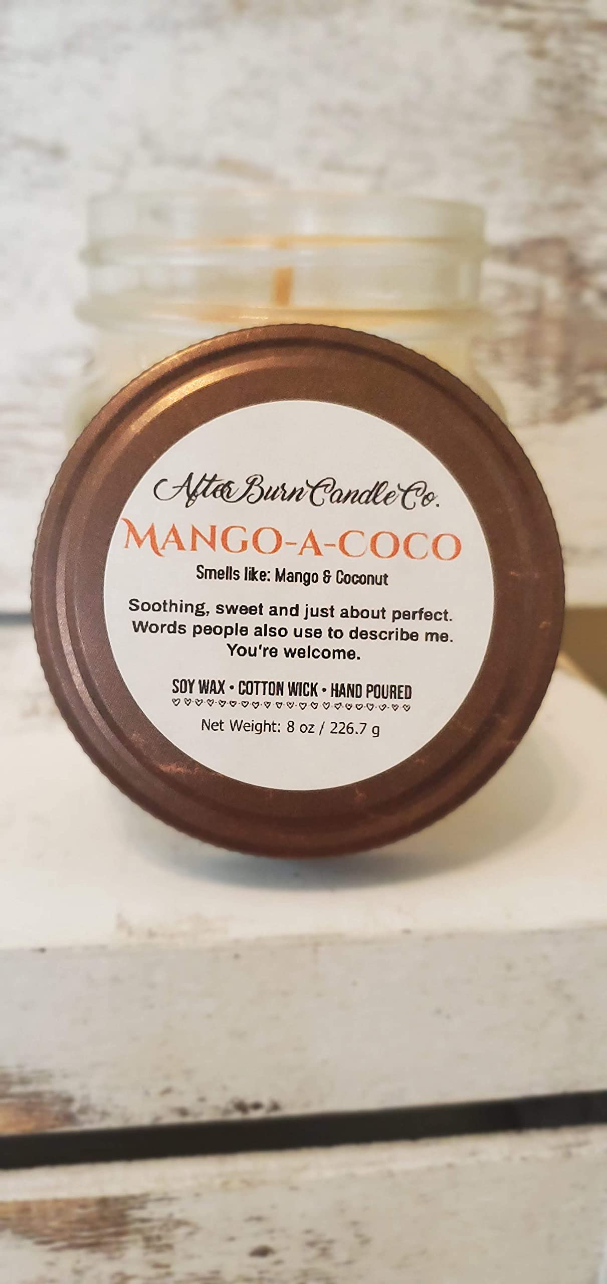 8 oz Mason Jar Candles - Mango Coconut, Lemon Cake, Grapefruit Eucalyptus & Peach Scented Soy Wax Candles for Home, Office, Spa Relaxation & Gift Giving