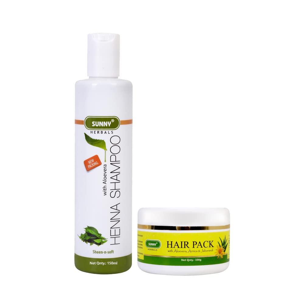 Sunny Henna Shampoo (5oz) & Hair Mask (3.5oz) Set - Controls Oily Scalp, Softens & Adds Shine to Hair, Prevents Tangles - Natural Hair Care for Daily Use & Salon-Like Results at Home
