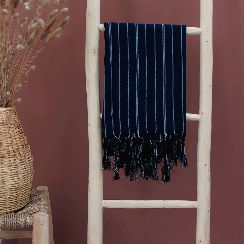 Premium Handwoven Turkish Cotton Towel - Soft, Absorbent & Quick-Drying - Indigo Blue - Perfect for Beach, Spa, Travel & Home Use