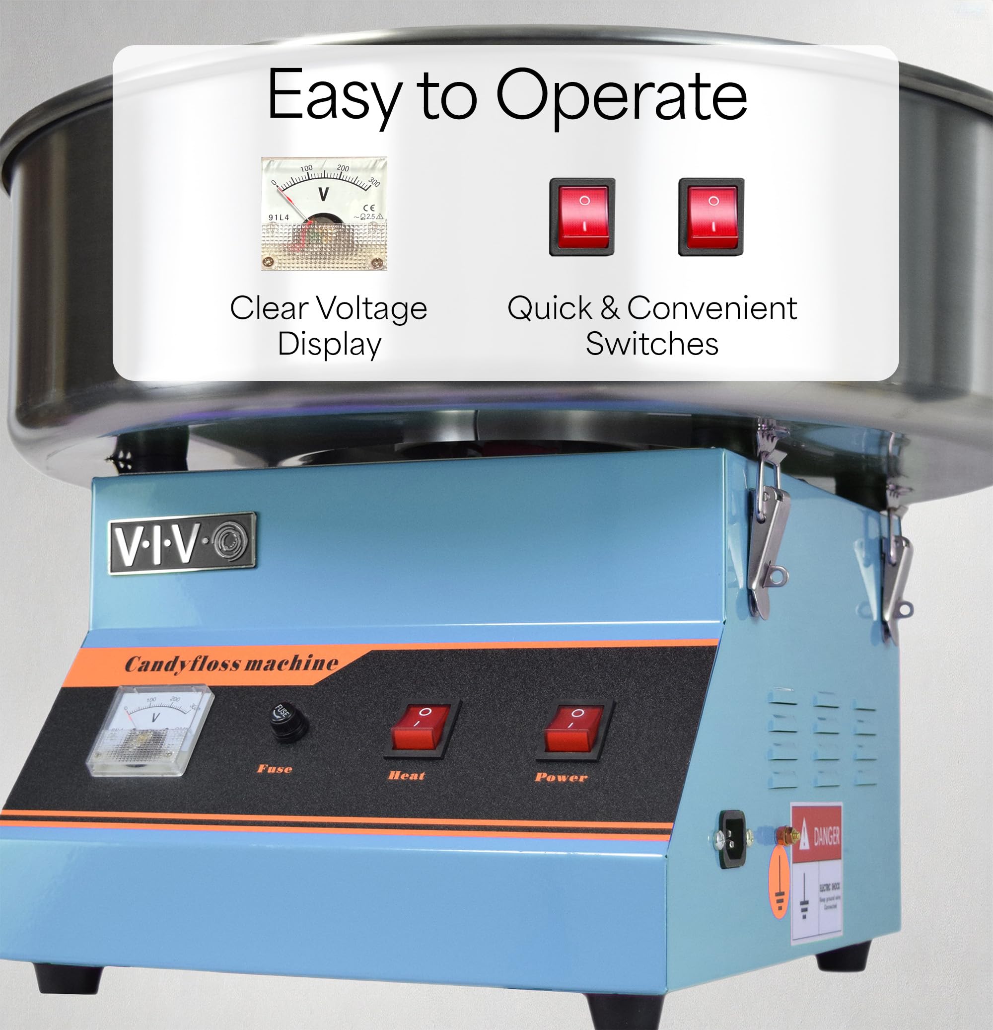 VIVO Blue 1030W Commercial Cotton Candy Machine with 20