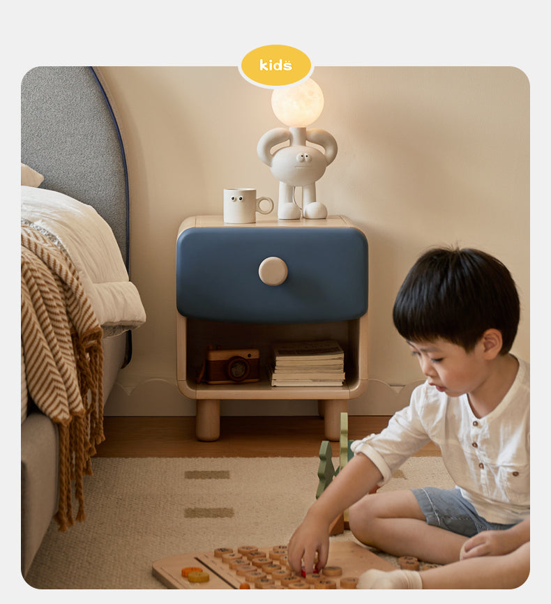 Solid Wood Kids Nightstand - Birch & Poplar Modern Bedside Table for Children's Room - Perfect for Bedrooms, Nurseries & Playrooms