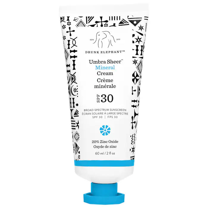 Drunk Elephant Umbra Sheer™ Physical Daily Defense SPF 30 Mineral Sunscreen - Tinted Face Sunscreen for All Skin Types, Vegan & Reef-Safe - Perfect for Daily Wear, Outdoor Activities & Sensitive Skin Protection