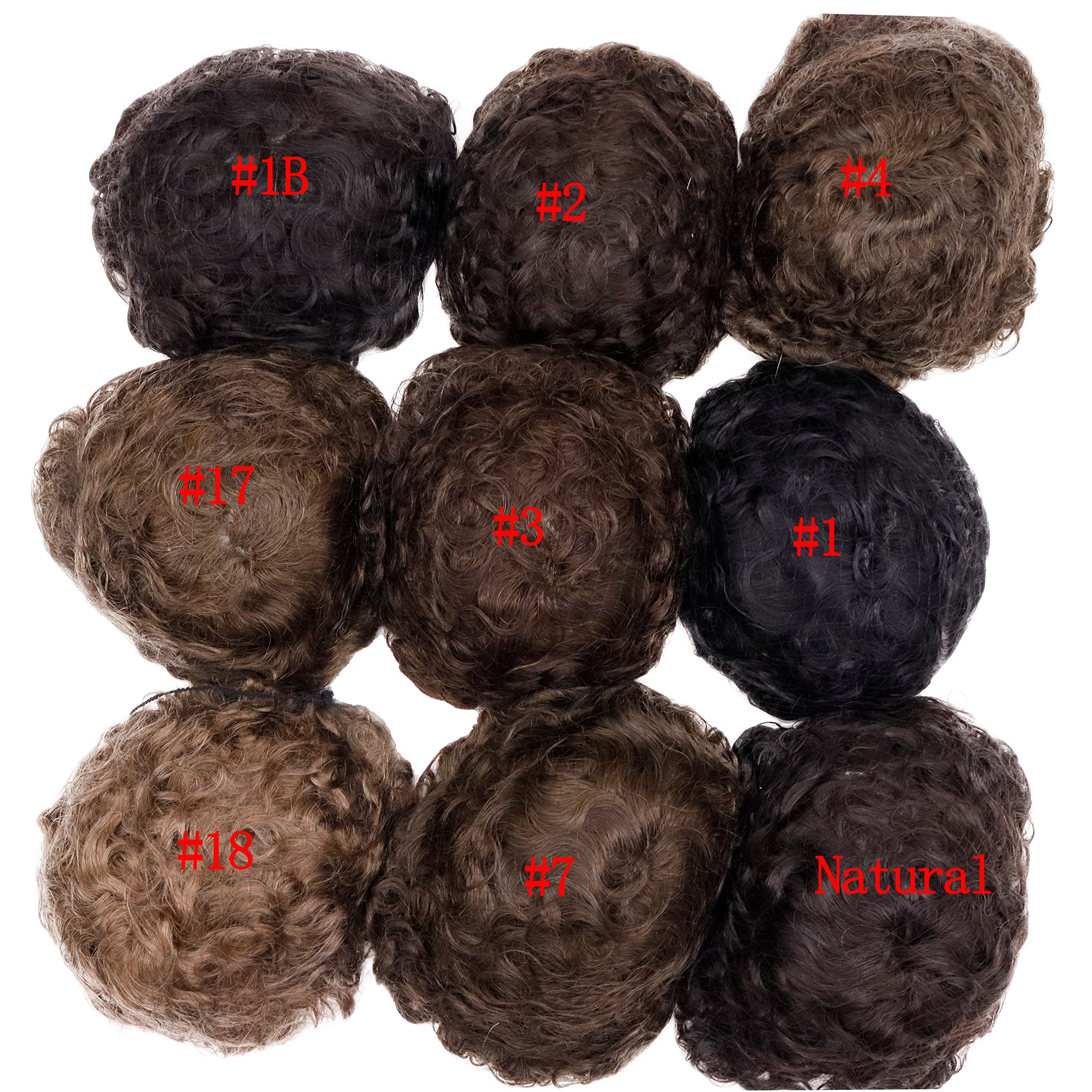 Men's Curly Human Hair Toupee Replacement System - 20MM Curl All V-looped Full Skin PU Wig (10x8 Inch, Natural Black) for Thinning Hair & Baldness Cover | Perfect for Daily Wear, Special Occasions & Confidence Boost
