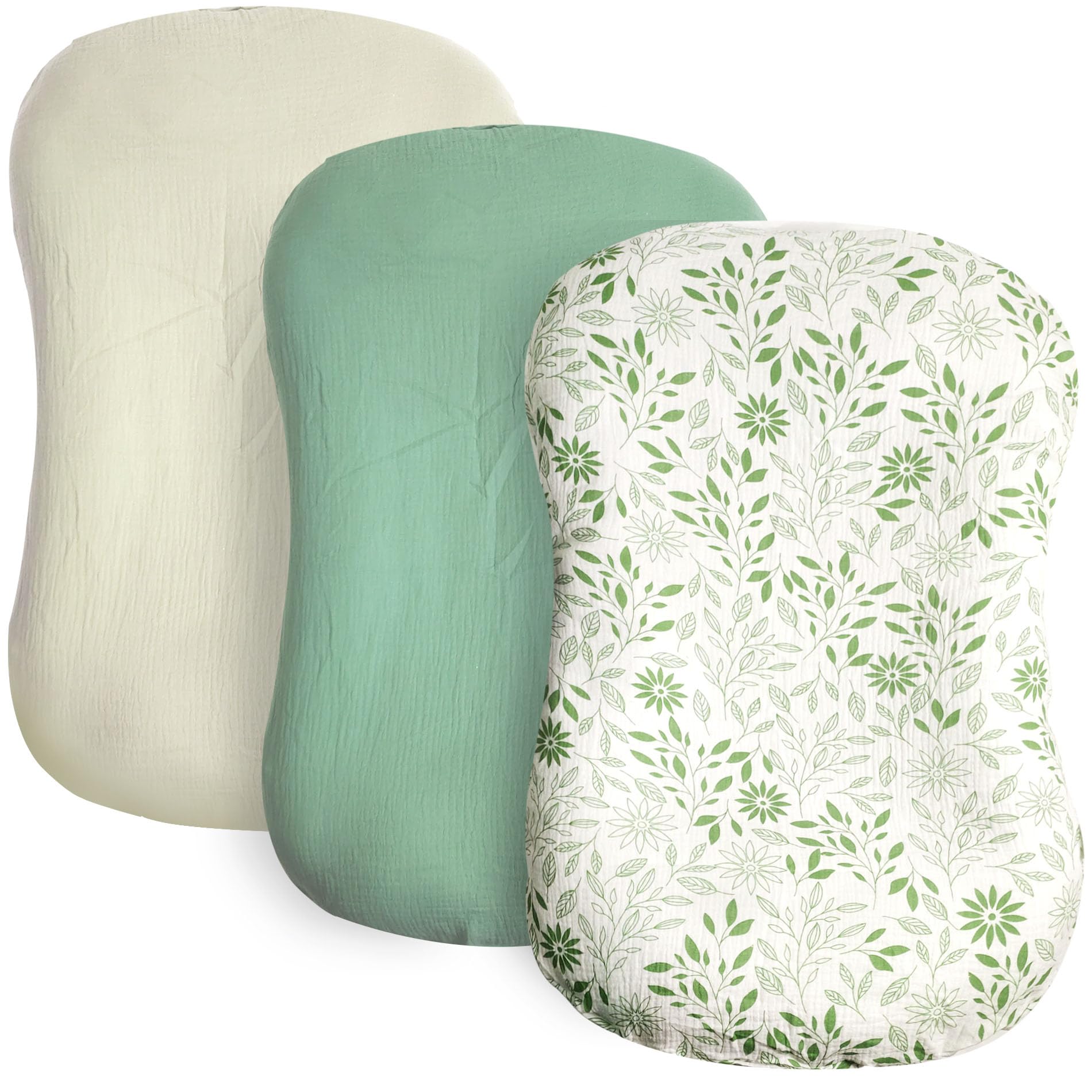 Organic Cotton Muslin Baby Lounger Cover 3-Pack - Soft Newborn Slipcover for Boys & Girls - Breathable Infant Lounger Cover for Nursery, Travel & Playtime