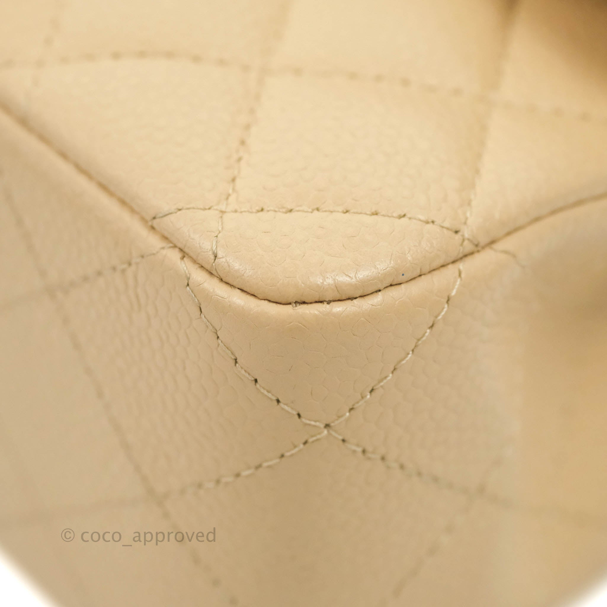 Chanel Classic M/L Medium Flap Bag - Quilted Beige Caviar Leather with Gold Hardware | Luxury Shoulder Bag for Women, Perfect for Work, Parties & Special Occasions