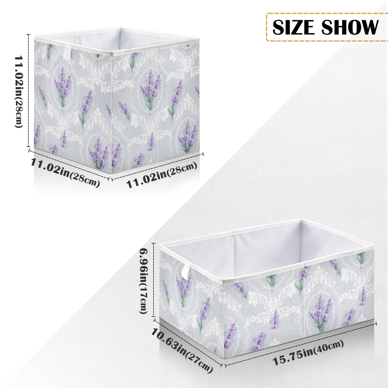 DOMIKING 11 Inch Lavender Scented Fabric Storage Bins - Foldable Closet Organizer with Sturdy Handles for Bedroom, Shelves & Linen Closet | Perfect for Home Organization, Nursery Storage & Laundry Room Essentials