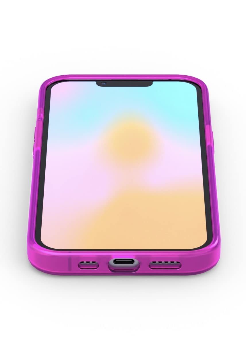 Shockproof MagSafe Compatible iPhone 14 Plus Case - Neon Pink Crystal Clear Protective Cover with 360° Protection | Perfect for Everyday Use, Travel & Outdoor Activities