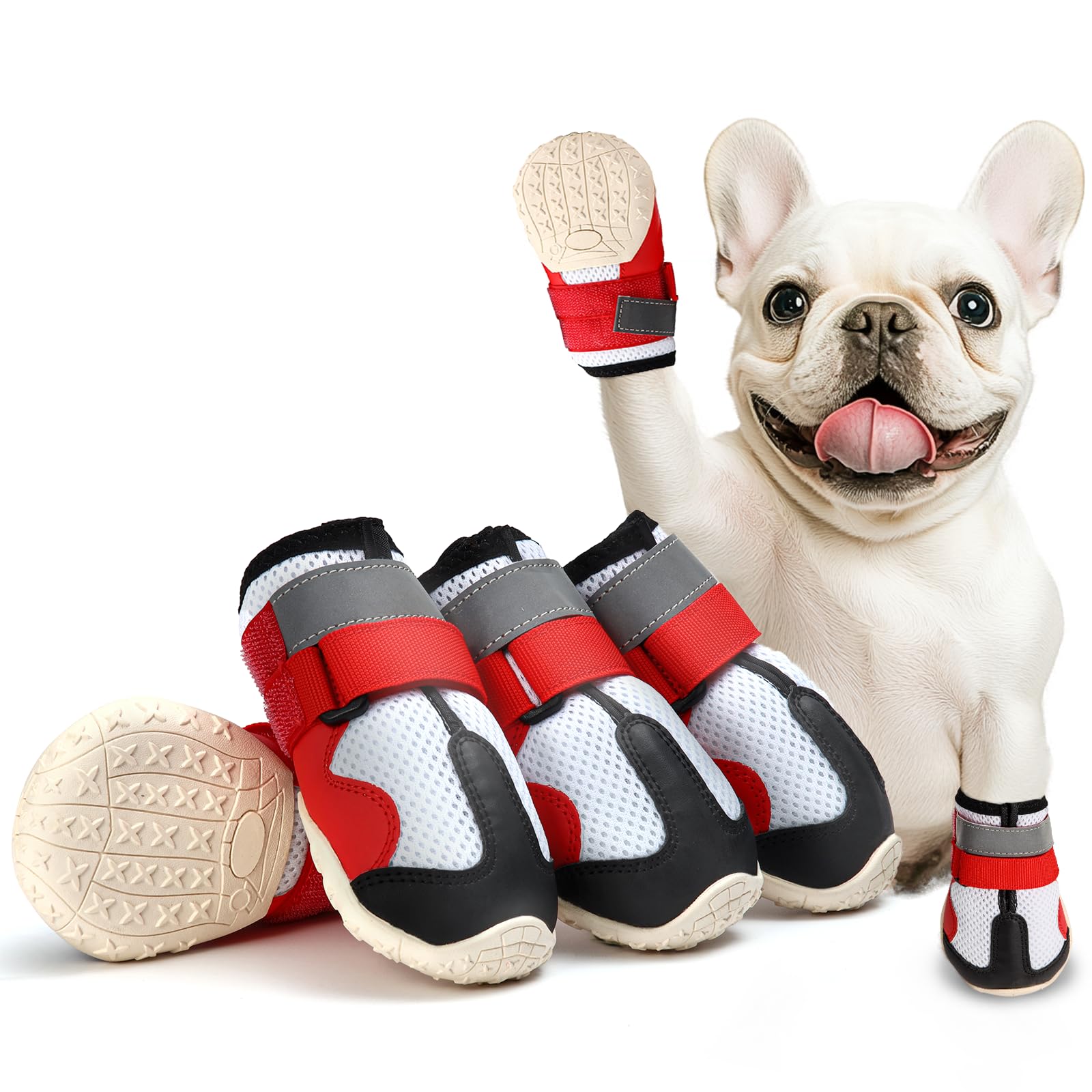 **Small Dog Shoes - Winter Snow & Hot Pavement Puppy Boots - Paw Protectors Size 1 for Outdoor Walks & Hiking**