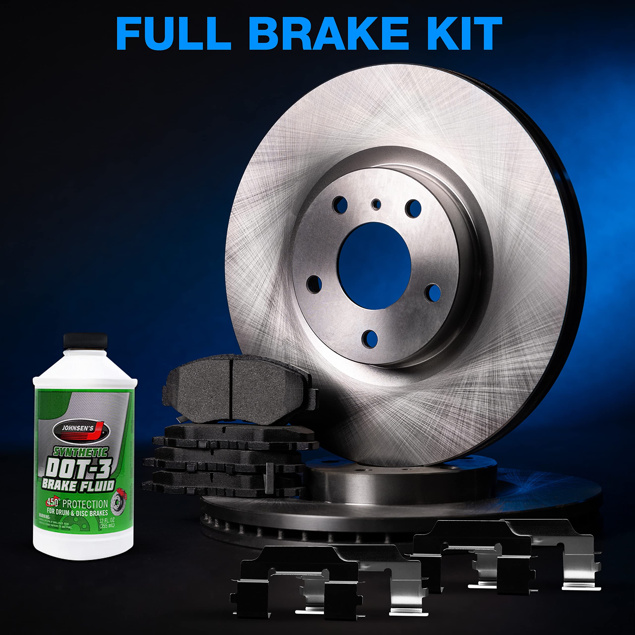 High-Performance Power Sport Front Brake Kit - Heavy Duty Brake Pads & Rotors with Hardware (BLB1.54078.44) - Ideal for Off-Road Vehicles, ATVs & Motorcycles
