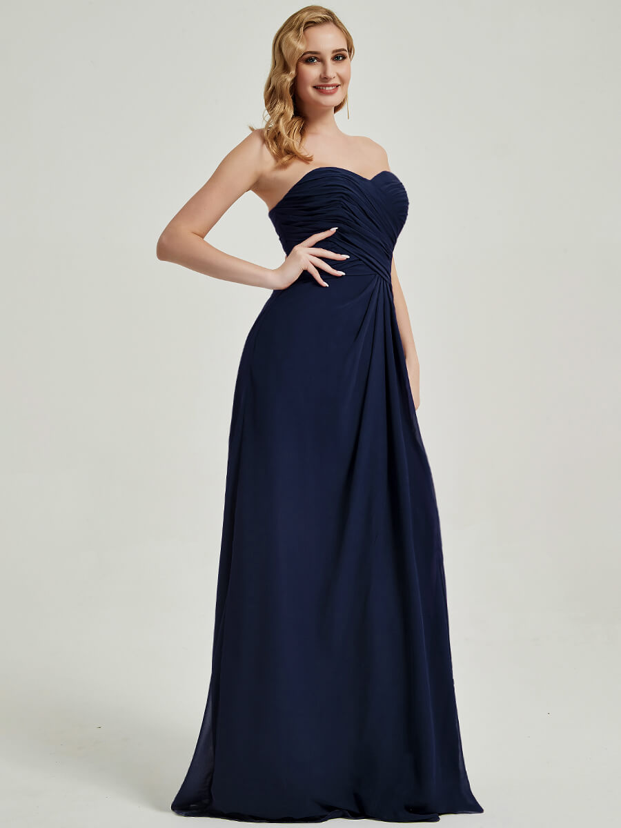 Elegant Strapless A-Line Floor Length Bridesmaid Dress with High Slit - Perfect for Weddings, Prom, Formal Events & Evening Parties